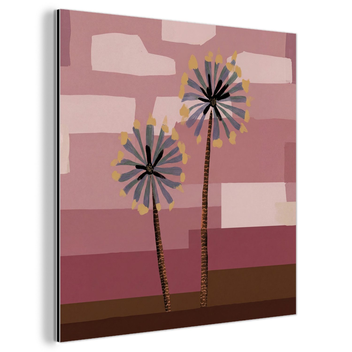 Metallbild Illustration - Blumen - Flachland - Abstrakt