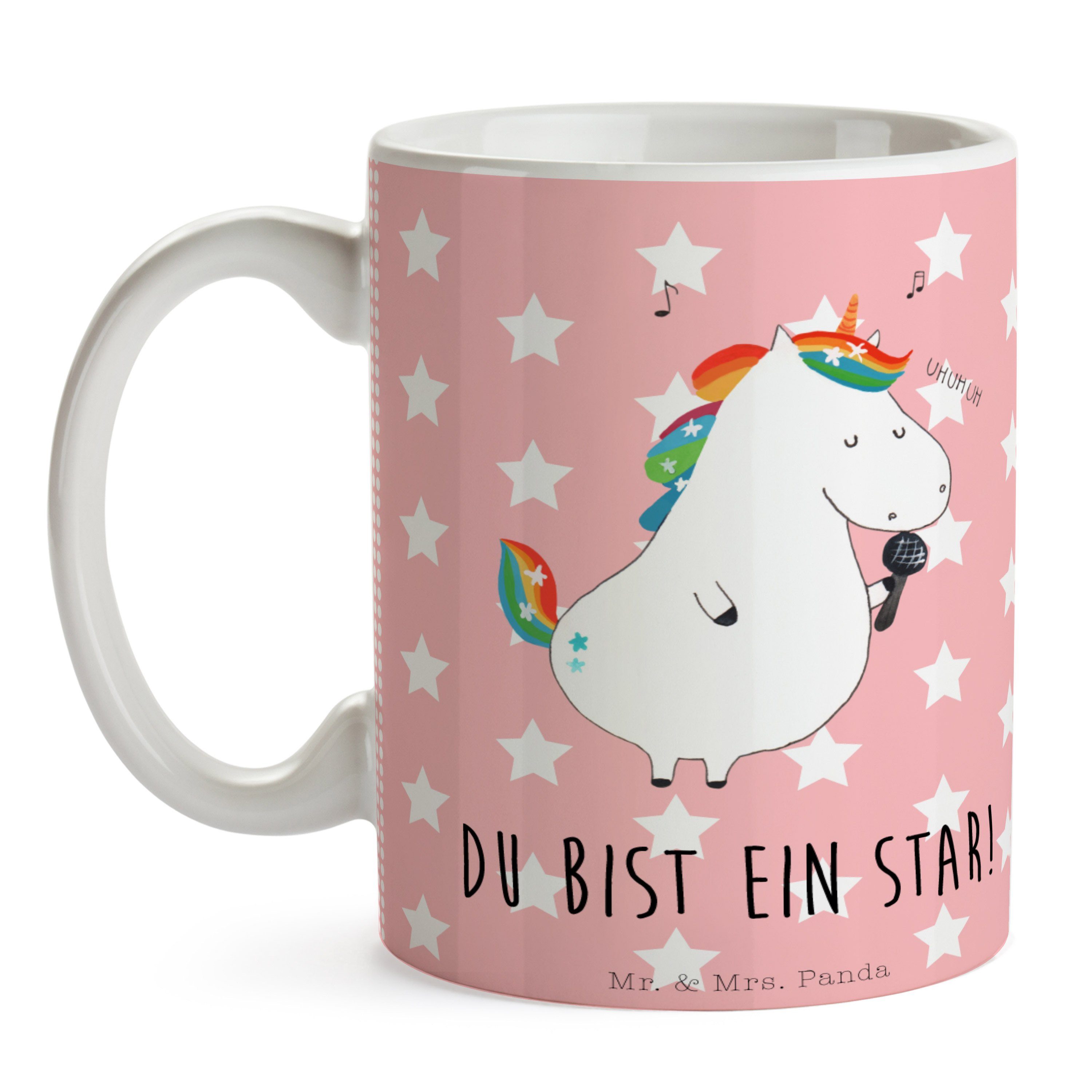 Tasse Unicorn, Einhorn & - Rot Tasse, Keramik - Geschenk, Mr. Sänger Panda Mrs. Disco, Pastell Teeta,