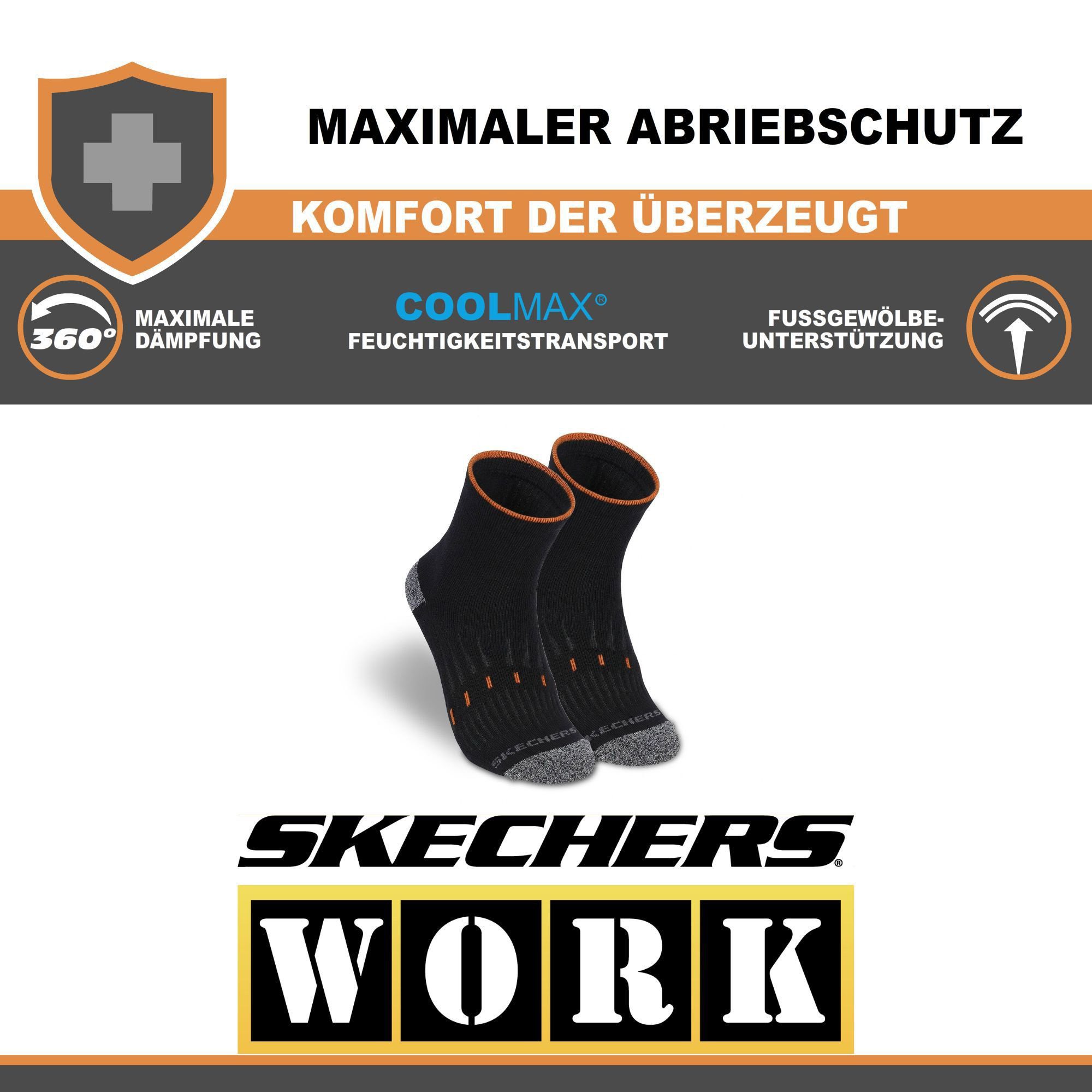 Skechers Arbeitssocken Socken Herren Damen Multi Pack - Mesh Belüftungstechnologie (3er und 6er Pack) Robustes Material und bequemer Tragekomfort - Fußgewölbe-Unterstützung