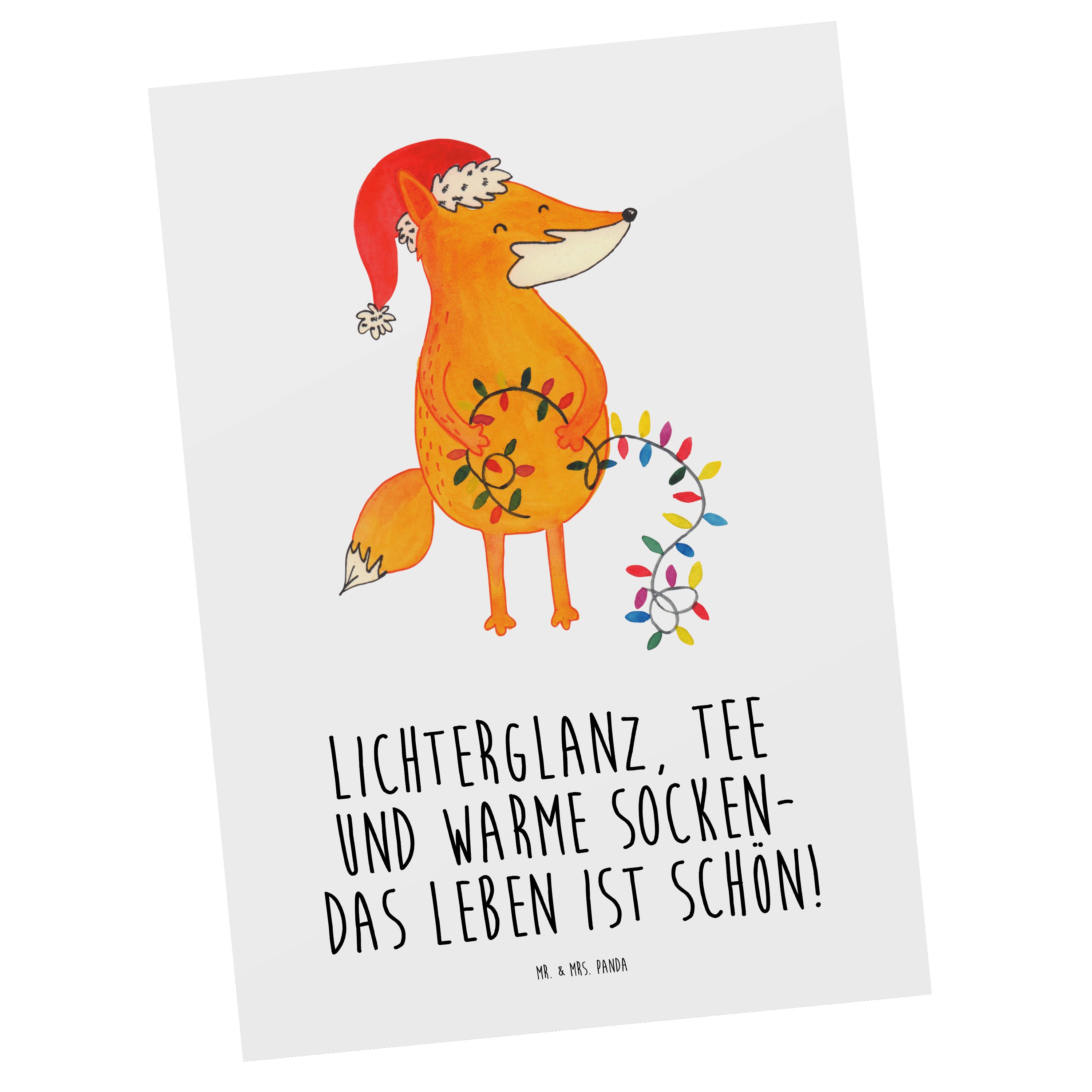 Mr. & Mrs. Panda Postkarte Fuchs Weihnachten - Weiß - Geschenk, Weihnachtsdeko, Advent, Füchse