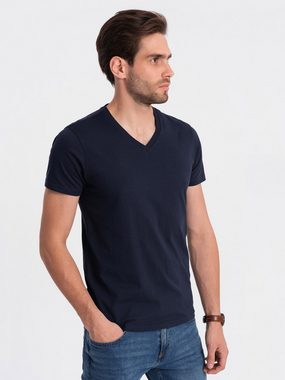 OMBRE T-Shirt Klassisches Herren-T-Shirt mit V-Ausschnitt aus Baumwolle BASIC