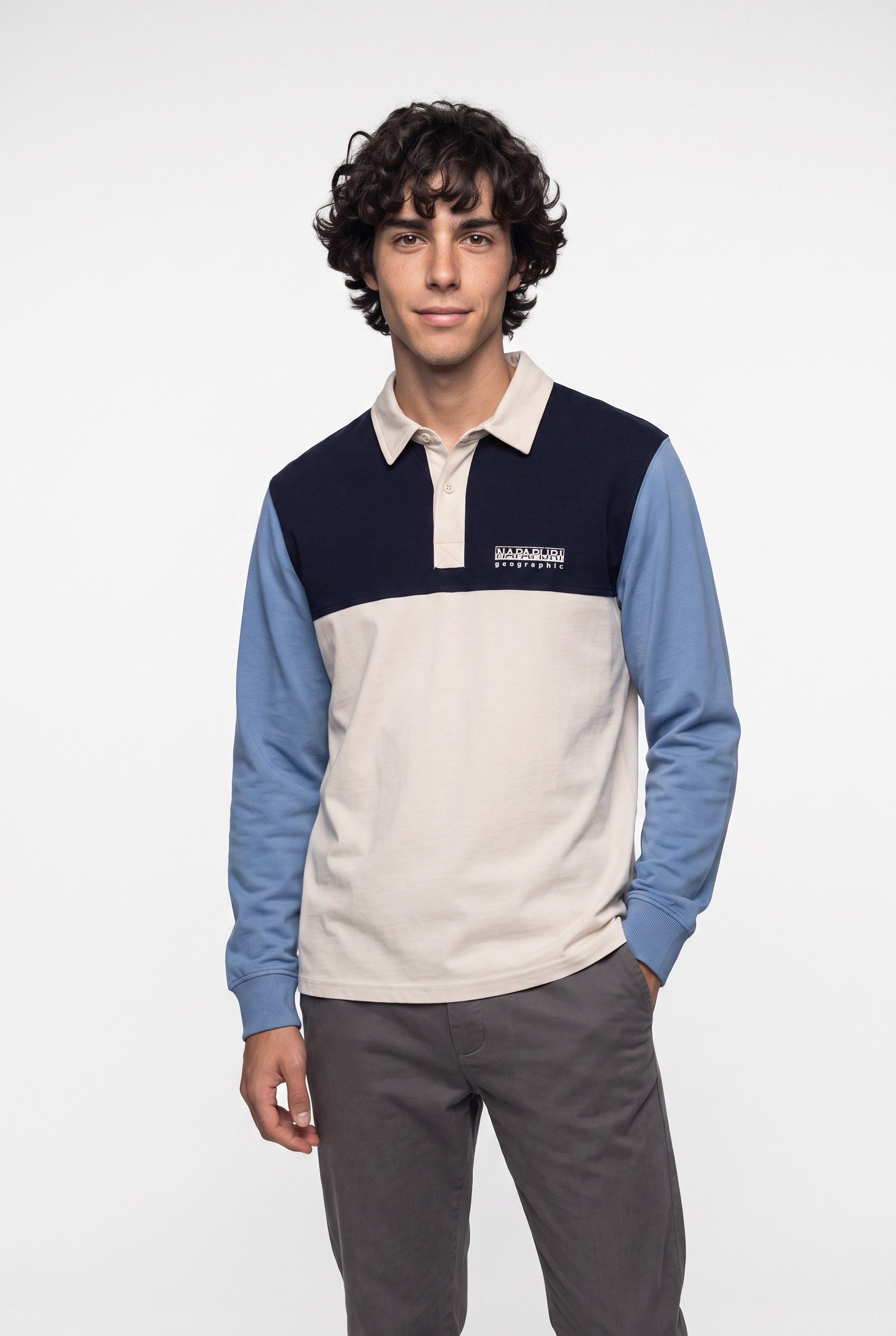 Napapijri Langarm-Poloshirt E-MONT LS mit Kontrastdetails an Kragen und Knopfleiste, langärmelige Ausführung