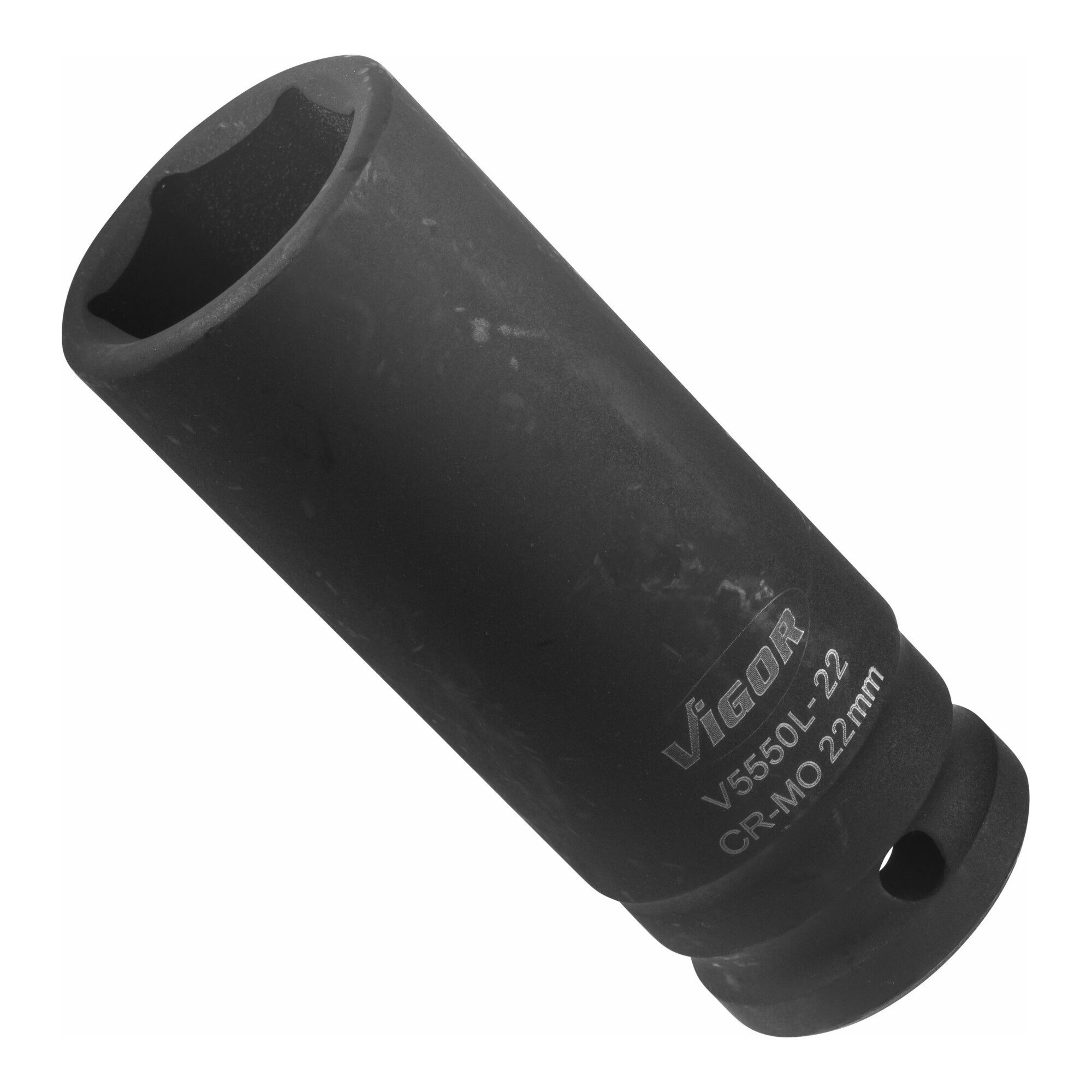VIGOR Stecknuss VIGOR Kraft Steckschlüssel Einsatz V5550L-22 Vierkant hohl 12,5 mm (1