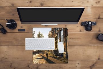 MuchoWow Gaming Mauspad Amsterdam - Fahrrad - Straße (1-St), Mousepad mit Rutschfester Unterseite, Gaming, 40x40 cm, XXL, Großes