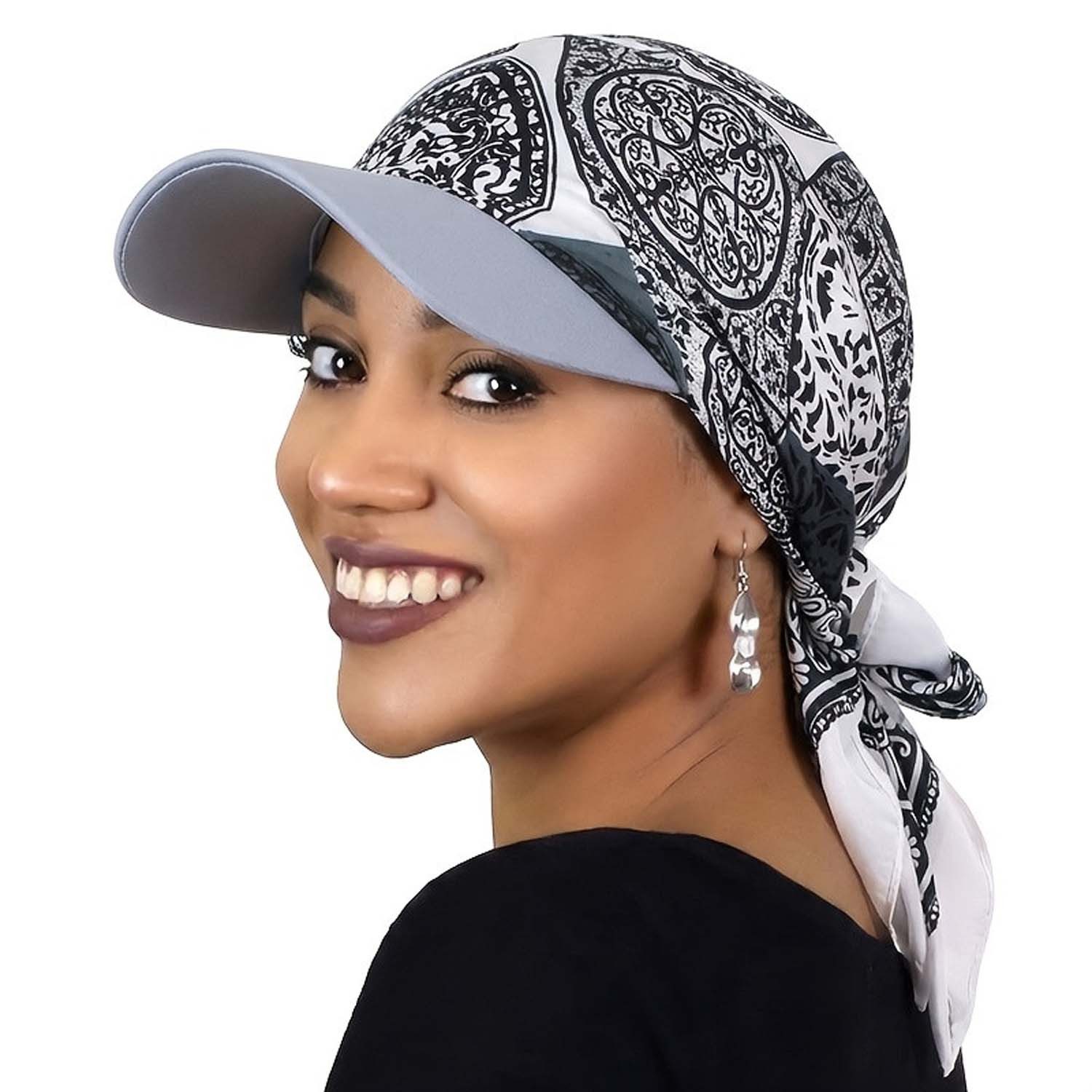 nsihing Turbanmütze Mütze mit Kopftuch für Damen Kopftuch mit Krempenvisier