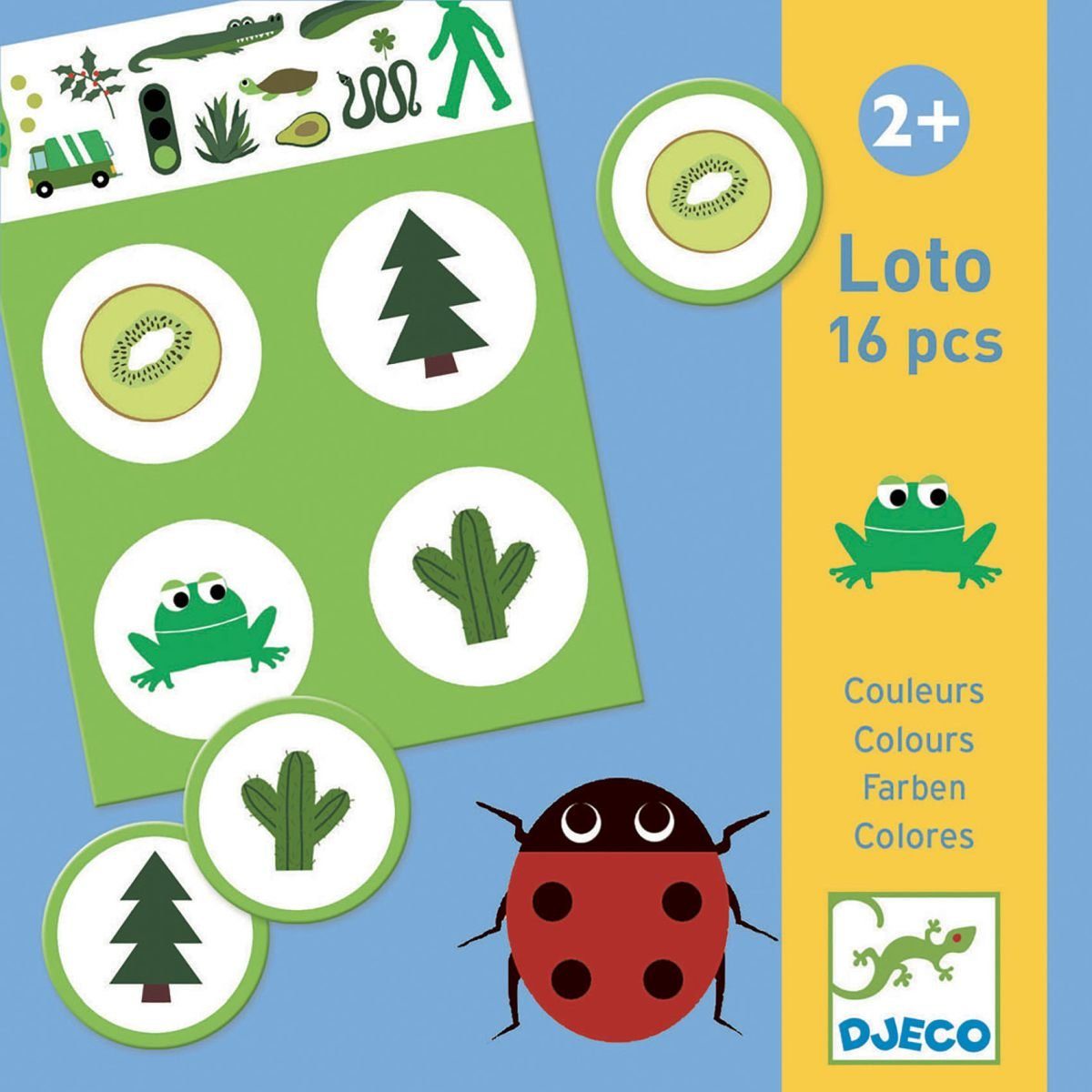 DJECO Spiel, Lottospiel Lernspiele 4 16Teile Bingo Spielbretter
