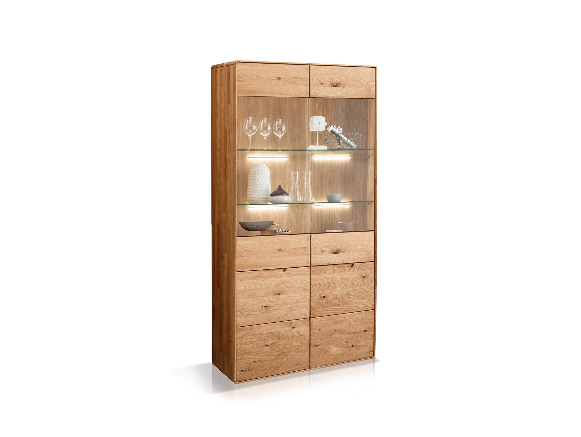 Moebel-Eins Vitrine ANDINO Vitrine II, Material Massivholz, Wildeiche geölt