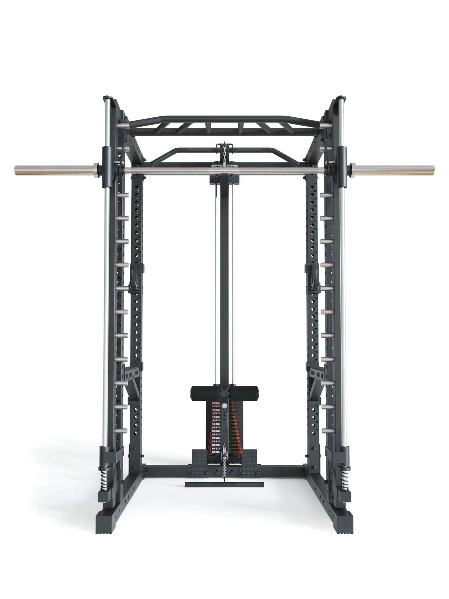 ATLETICA Power Rack R7-Daemon mit Steckgewichten und Smith Machine