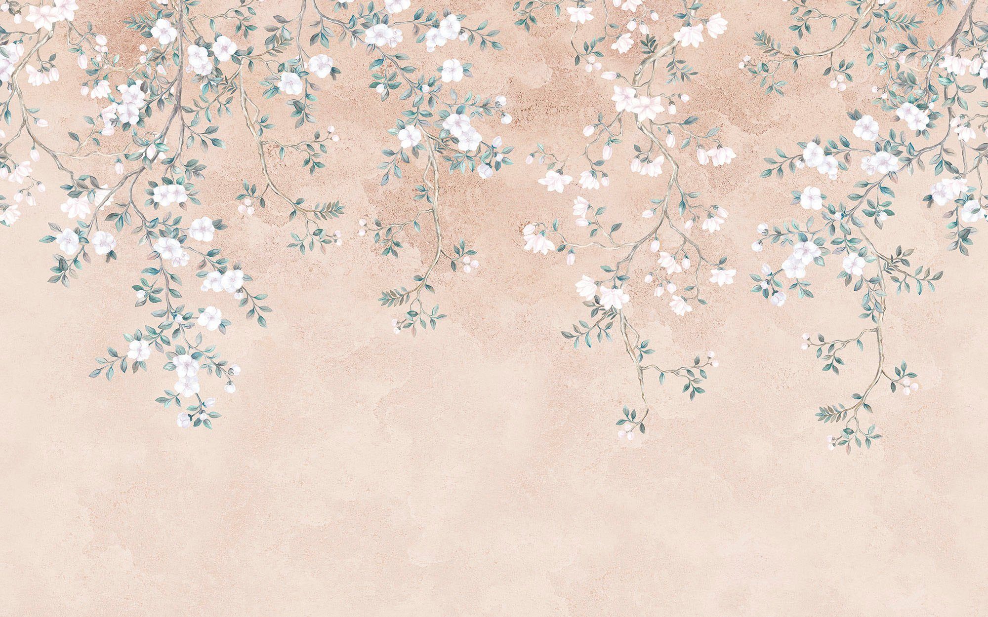 Komar Vliestapete Digitaldruck Vlies - Hanging Hanami - Größe 400 x 250 cm, glatt, bedruckt, (1 St), Wohnzimmer, Schlafzimmer