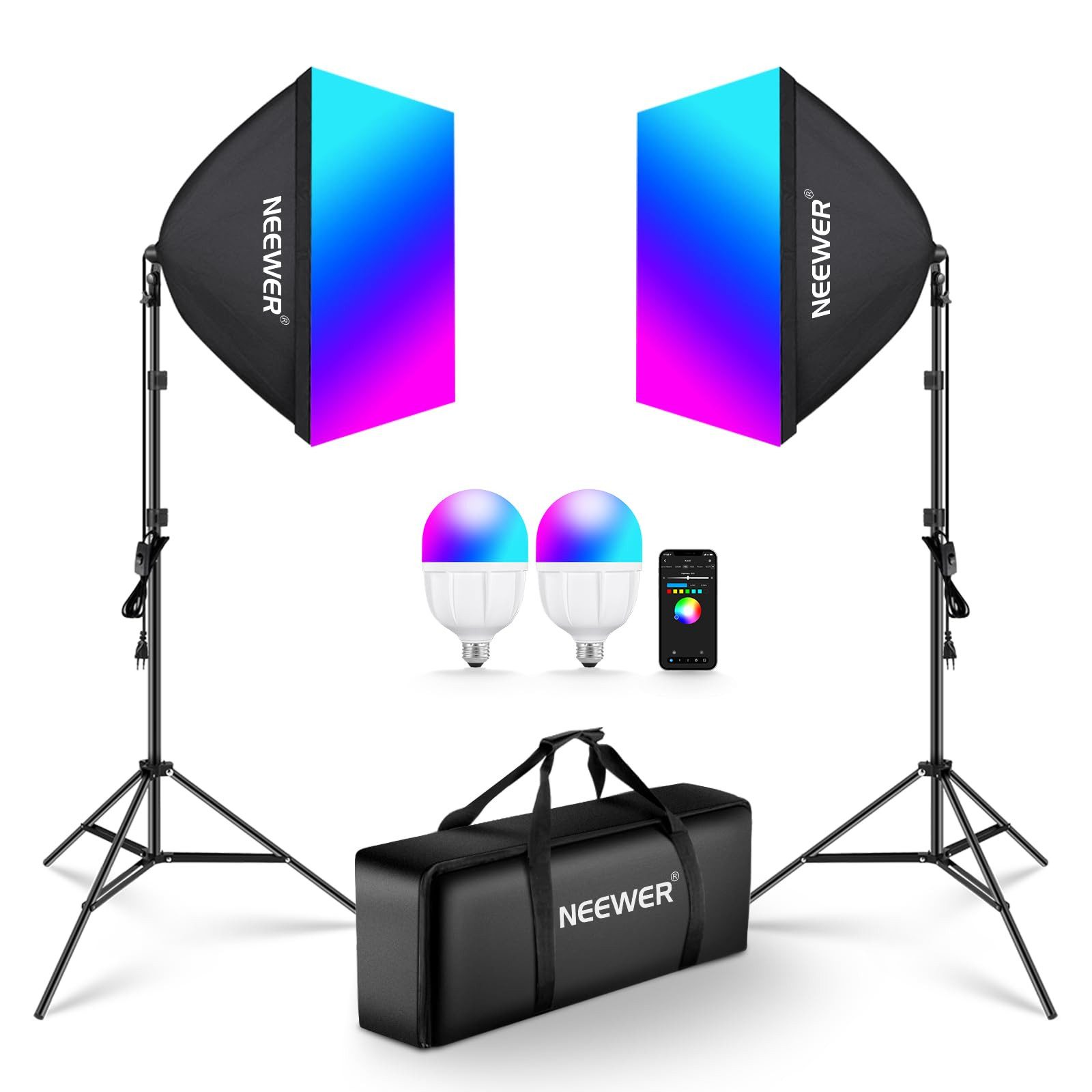 Neewer Fotostudio-Box NK800 RGB Softbox-Set App-gesteuert 2-tlg., NK800, LED wechselbar