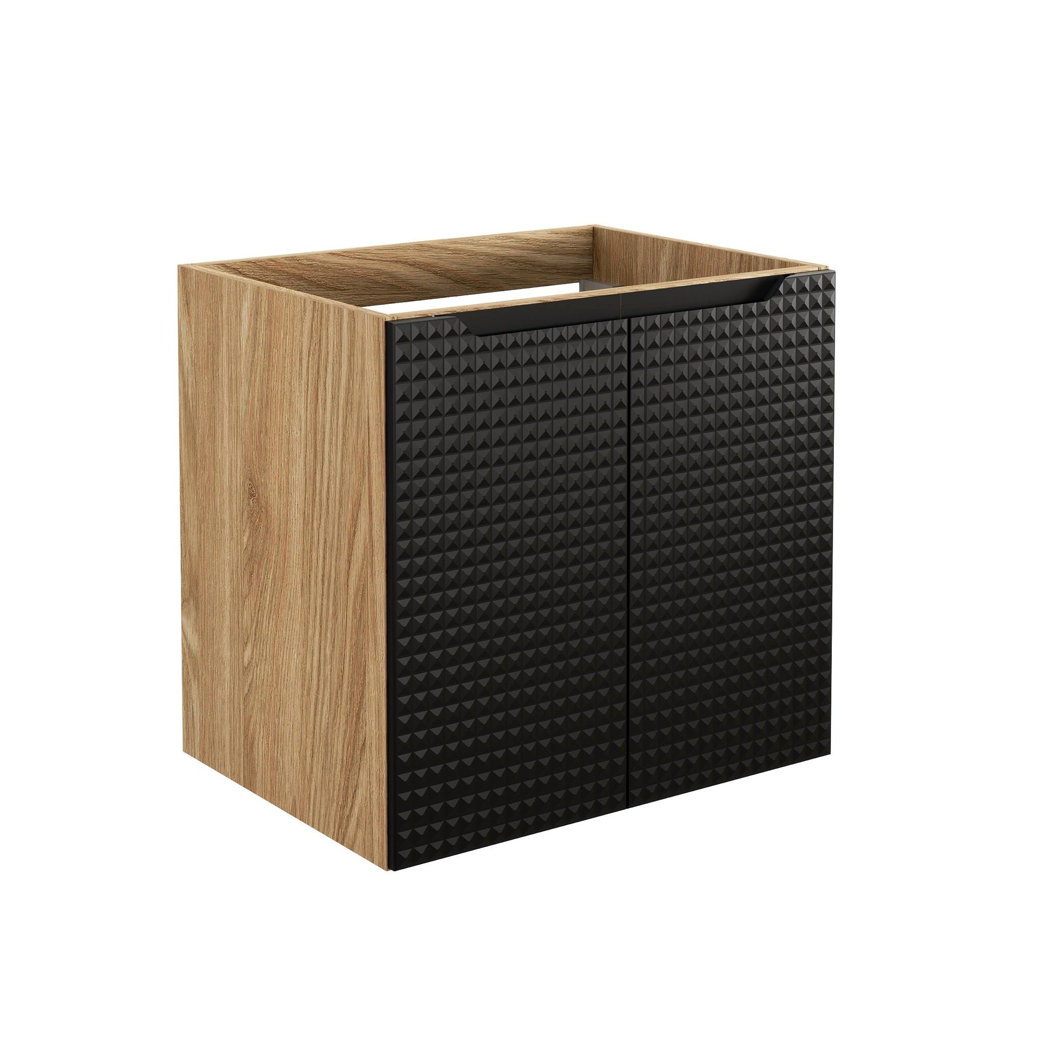 ROYAL24_MARKT Waschbeckenunterschrank Waschbeckenunterschrank Luxera Schwarz matt 60×57×46 cm mit 2 Türen