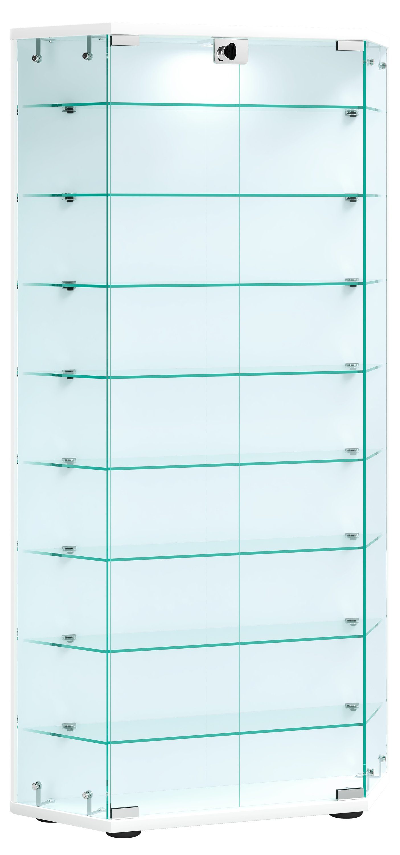 VCM Standvitrine Glasvitrine Cenila mit Glastüren und Glasböden, H. Glasvitrine stehend, Modern und platzsparend, Glasschrank