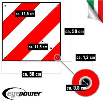 eyepower Tafel Warntafel Italien Spanien 50x50cm Aluminium, Reflektor Warnschild Rot Weiß