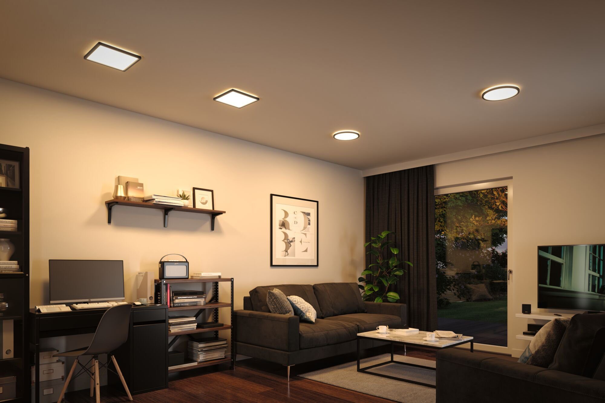 Paulmann LED Panel Atria Shine IP44 eckig 190x190mm 11,2W 900lm 3000K, LED fest integriert, Warmweiß, Backlight