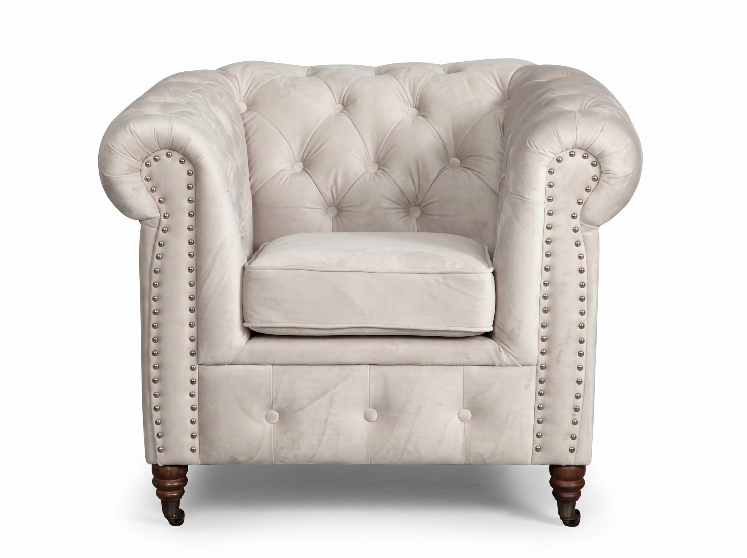JVmoebel Chesterfield-Sessel Luxuriöser beiger Sessel Chesterfield bequemer Sessel Wohnzimmermöbel (1-St), Made in Europa