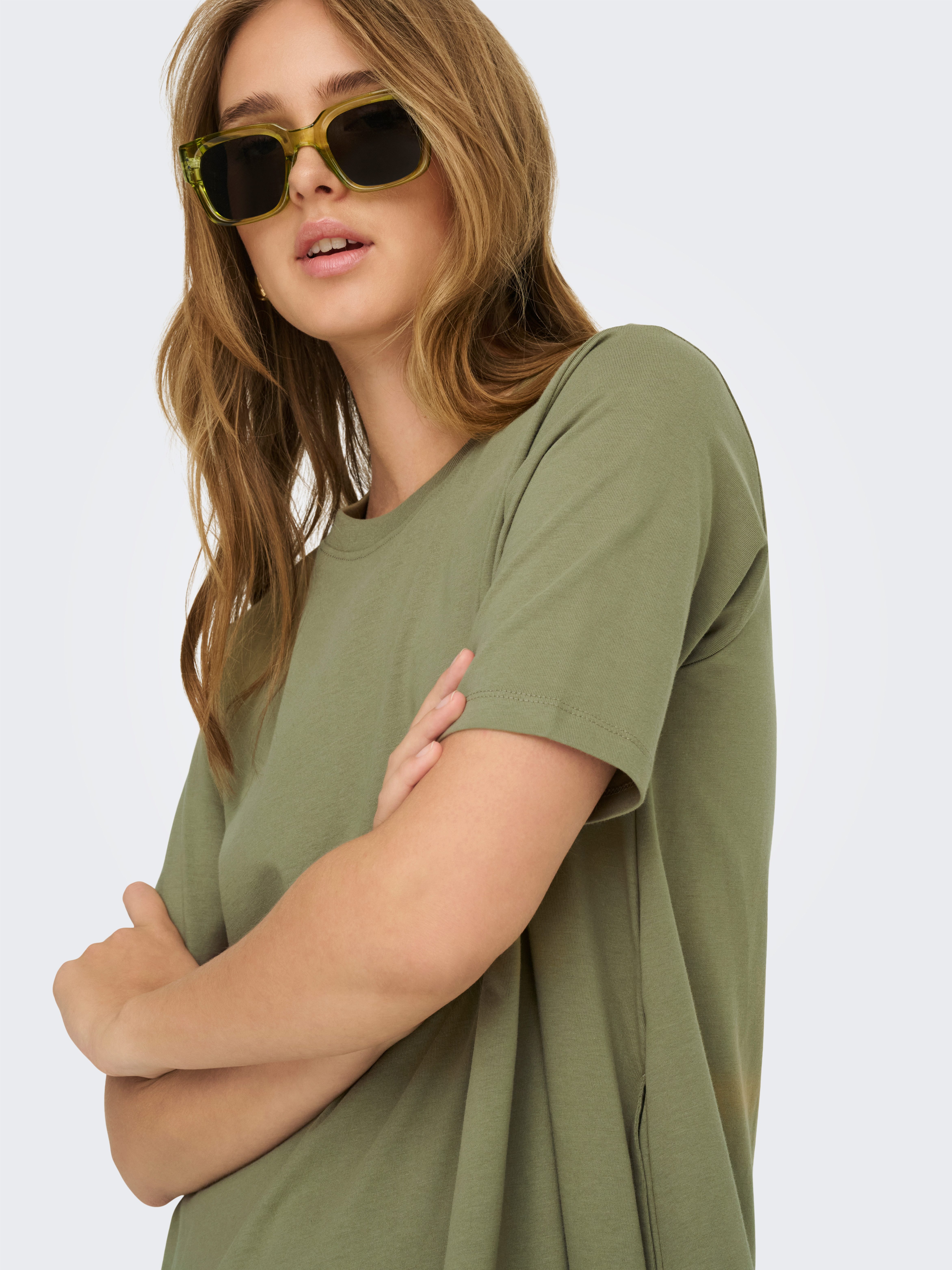 ONLY Minikleid ONLMARA S/S POCKET DRESS JRS NOOS Baumwolle, oversize, Rundhals