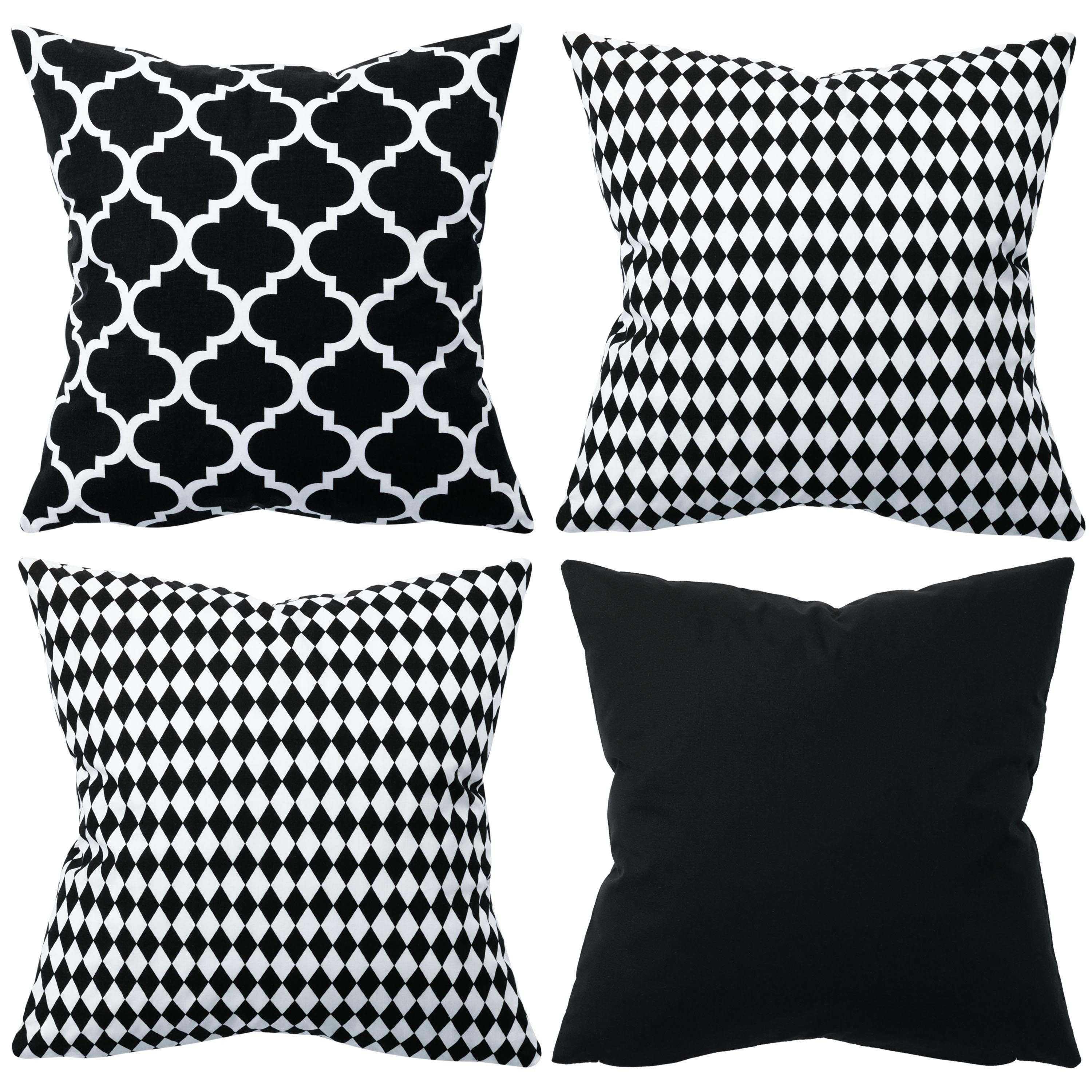 Amilian Dekokissen 4er Set - Dekokissen mit Füllung - 40x40 cm - Deko Kissen