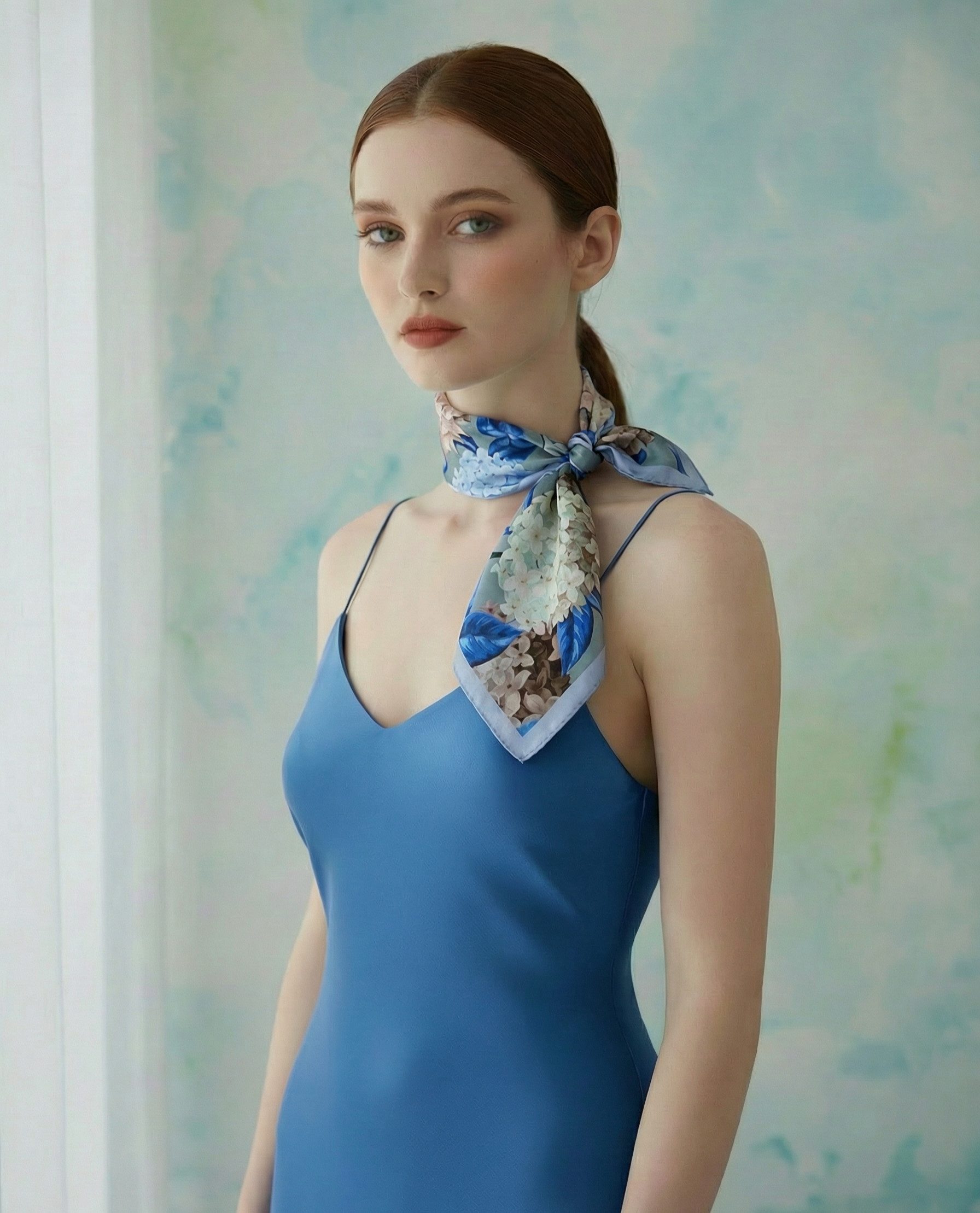 Kleelein Seidentuch Seidentuch Elegantes Blumenmuster Exklusives Damen Urlaub Sommer, leicht, atmungsaktiv, hochwertig, weich, pflegeleicht, atmungsaktiv – Bild 4 von 5