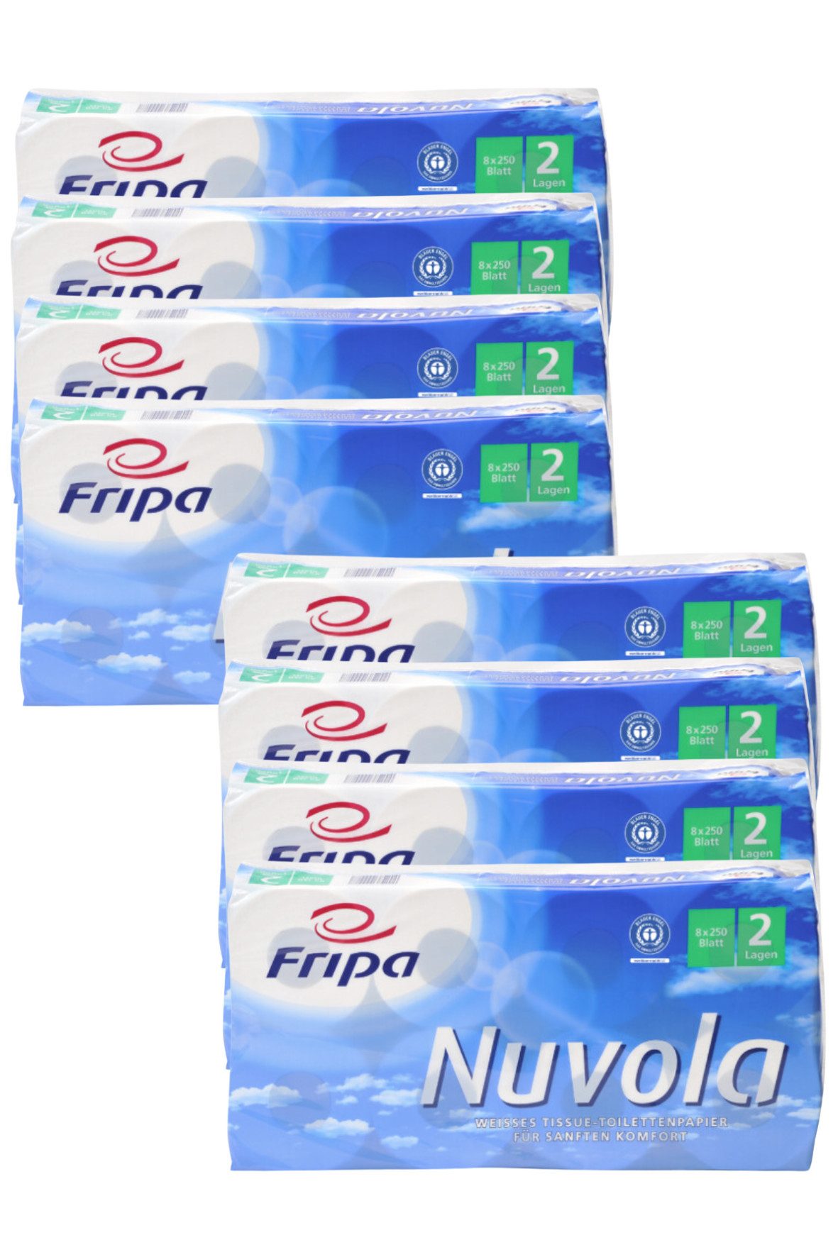 DocMed Toilettenpapier Fripa - Toilettenpapier nuvola, 2-lagig oder 3-lagig (Umweltfreundliche Herstellung 48-St. Hohe Blattqualität), Zwei Varianten für individuellen Komfort