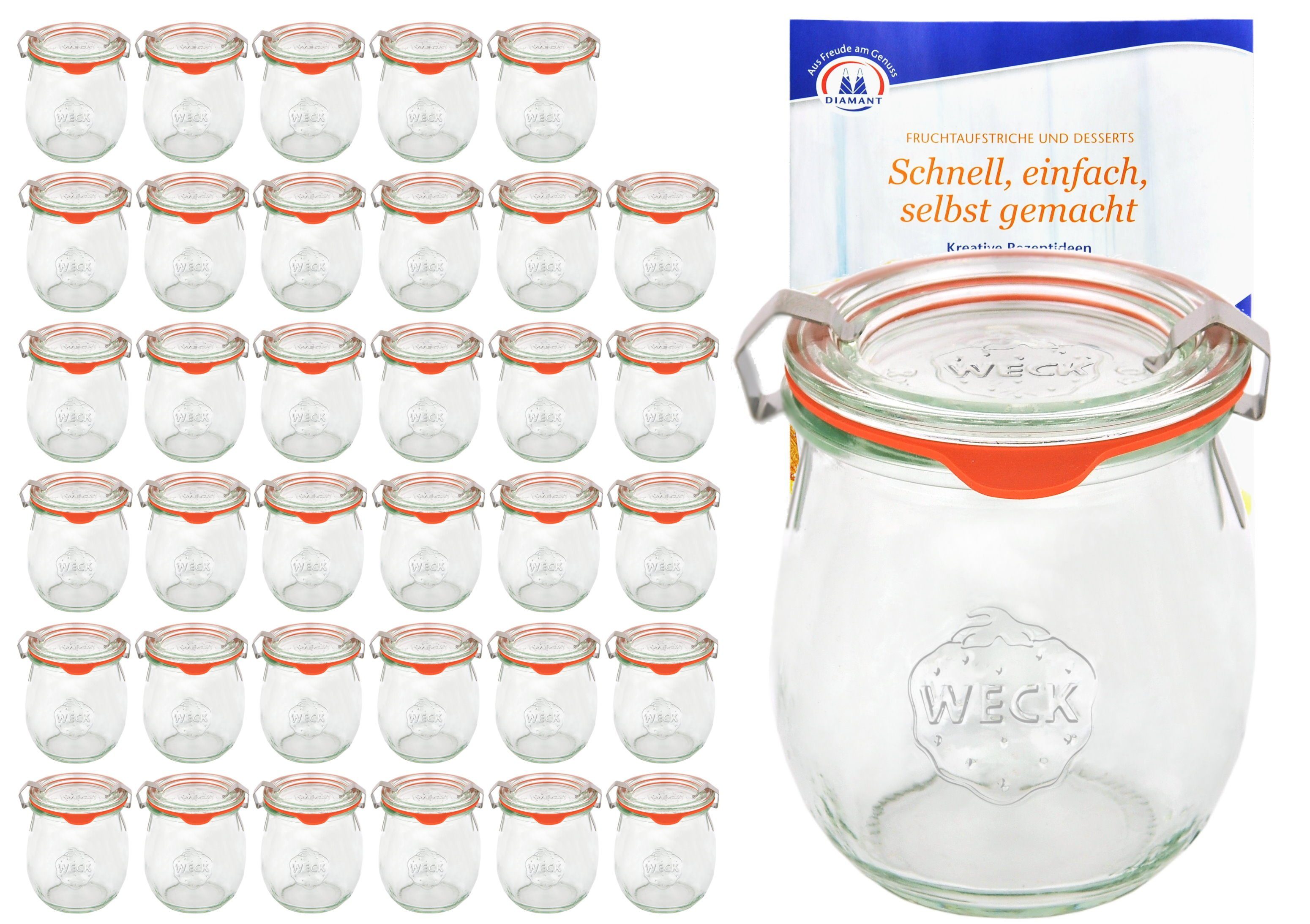 Einmachglas 36er Set Weck Gläser 220 ml Tulpengläser + Deckel Einkochringe Klammer