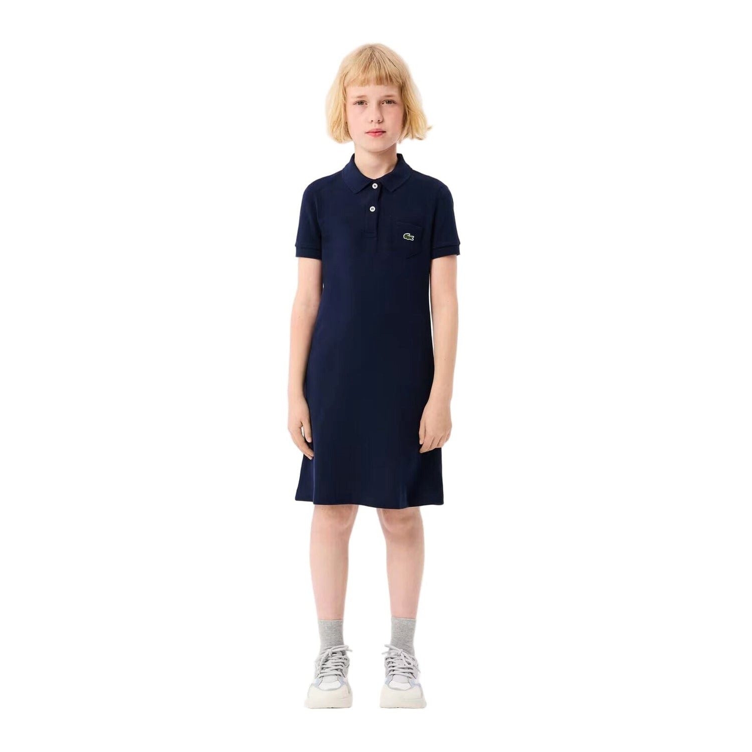 Lacoste Polokleid Lacoste Mädchen-Polokleid aus Petit Piqué – Marineblau