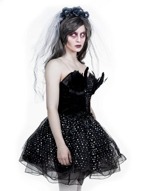 Rubie´s Kostüm Untote Kostüm für Damen, Düsteres Geisterbraut Kostüm mit echten Federn