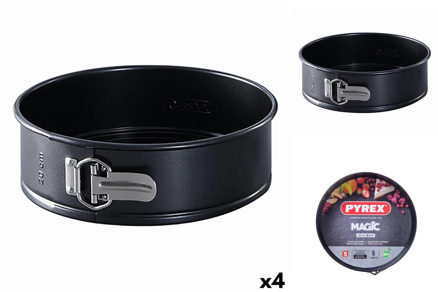 Pyrex Backform Kuchenspringform Pyrex Magic rund Schwarz Metall Ø 26 cm 4 Stück