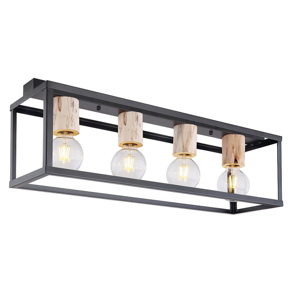 Retro Wohn Pendelleuchte, etc-shop - Pendel Decken FILAMENT Leuchten Ess schwarz Zimmer Beleuchtung LED Deckenlampe 4-flg