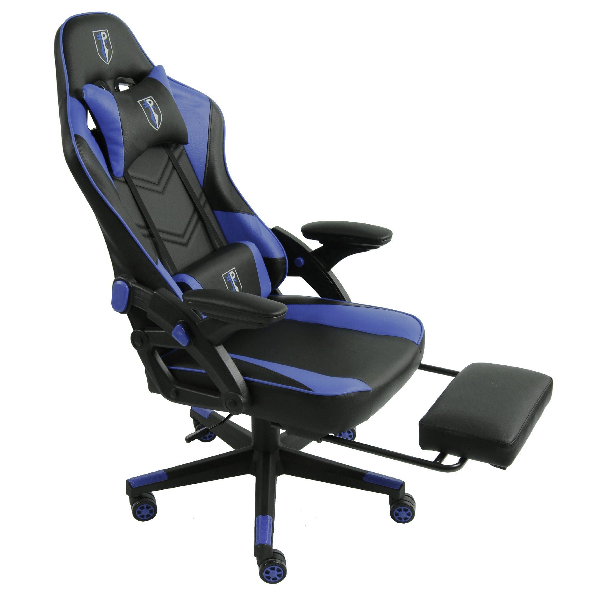 TRISENS Chefsessel Armando (1 Stück), Bürostuhl Gaming Chair Chefsessel PC-Stuhl Fußstütze Racing-Design Schwarz/Blau