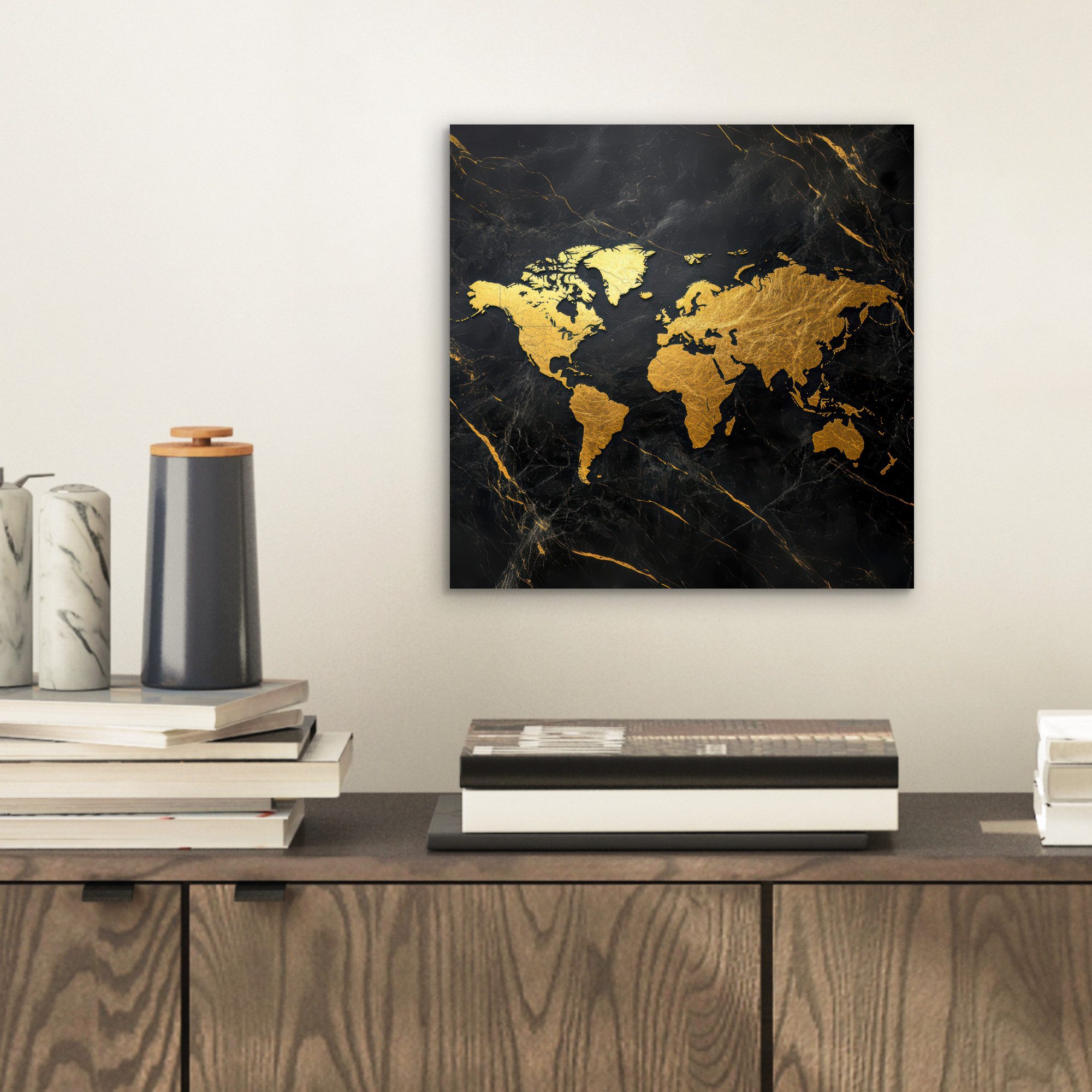 MuchoWow Metallbild Weltkarte - Gold - günstig online kaufen
