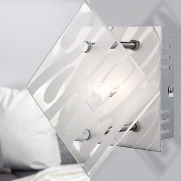 Globo Wandleuchte, Leuchtmittel nicht inklusive, Wandleuchte Wandlampe Wandspot Glas Chrom Streifen Design 17x17