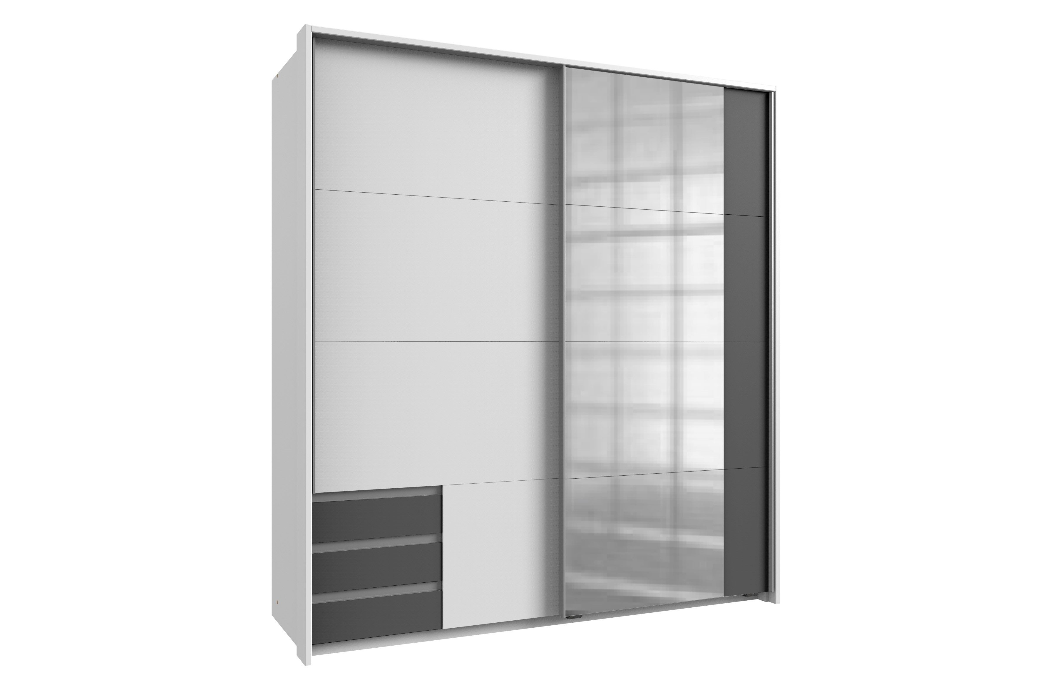 möbel-direkt.de Schwebetürenschrank Emden in Weiß mit Graphit (komplett, 1-St., Kleiderschrank) Made in Germany