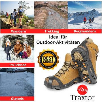 Traxtor Spikes Schuhspikes Anti-Rutsch - Schuhkrallen für Eis und Schnee (Schuhspikes), Steigeisen für Gleitschutz bei Glatteis inkl. 15 Spikes