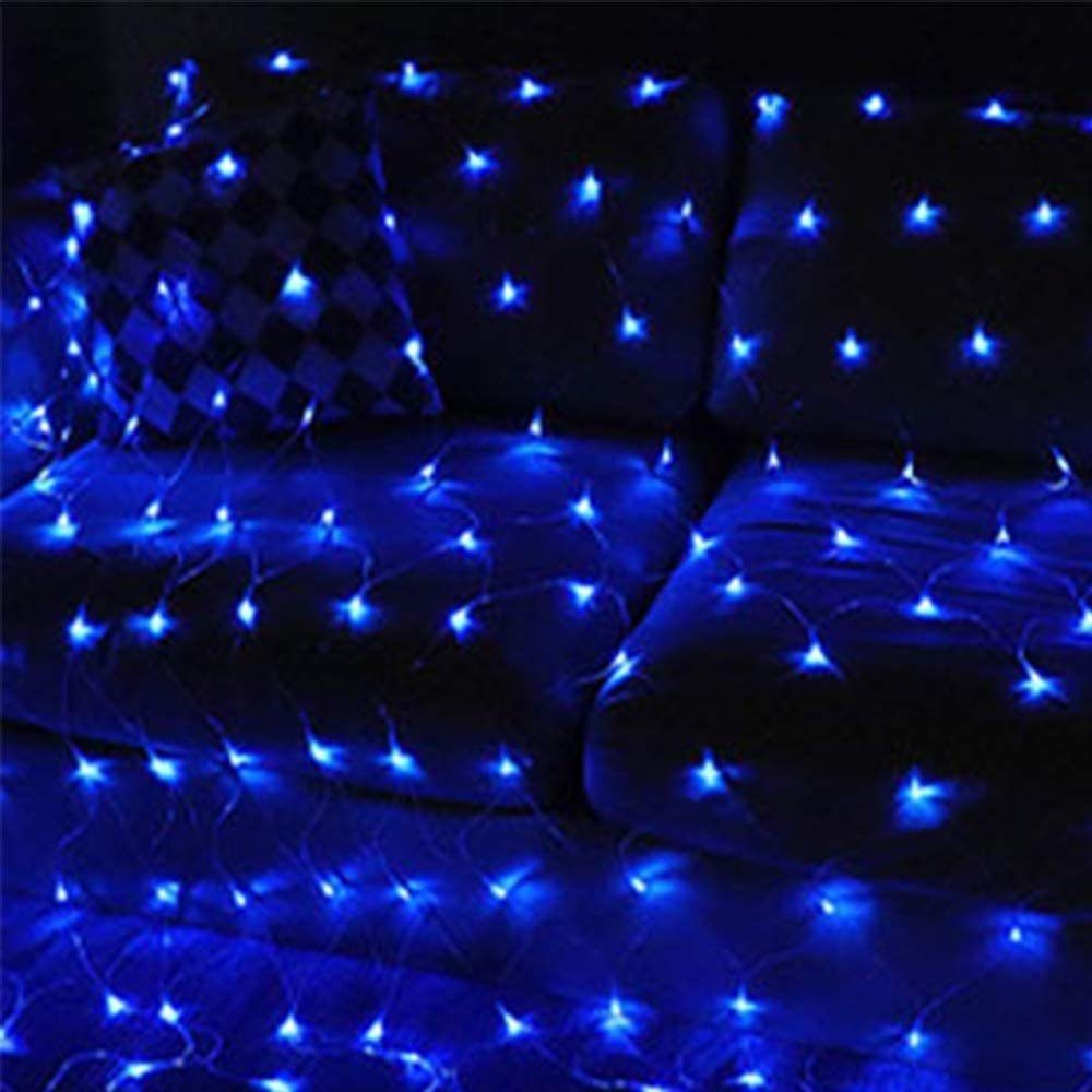 LED Lichternetz,Lichterkette Lichtervorhang Deko Weihnachten für Timer, mit Modi Zimmer LED-Lichternetz Fernbedienung Lichtketten mit Netz 8 Stecker Blau MUPOO 96-flammig,