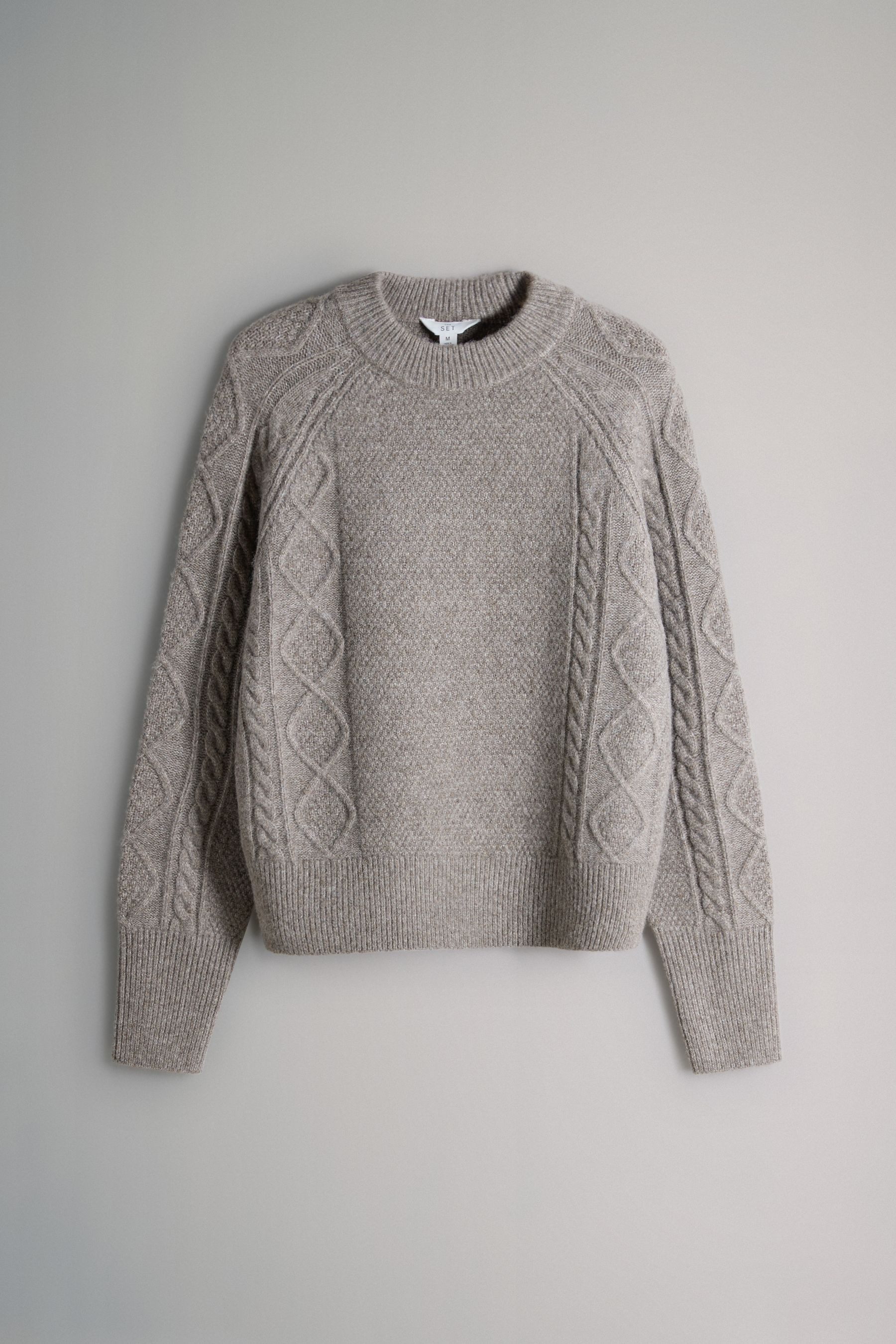 The Set Strickpullover The Set Zopfmusterpullover mit Wolle, 2er-Pack (2-tlg)