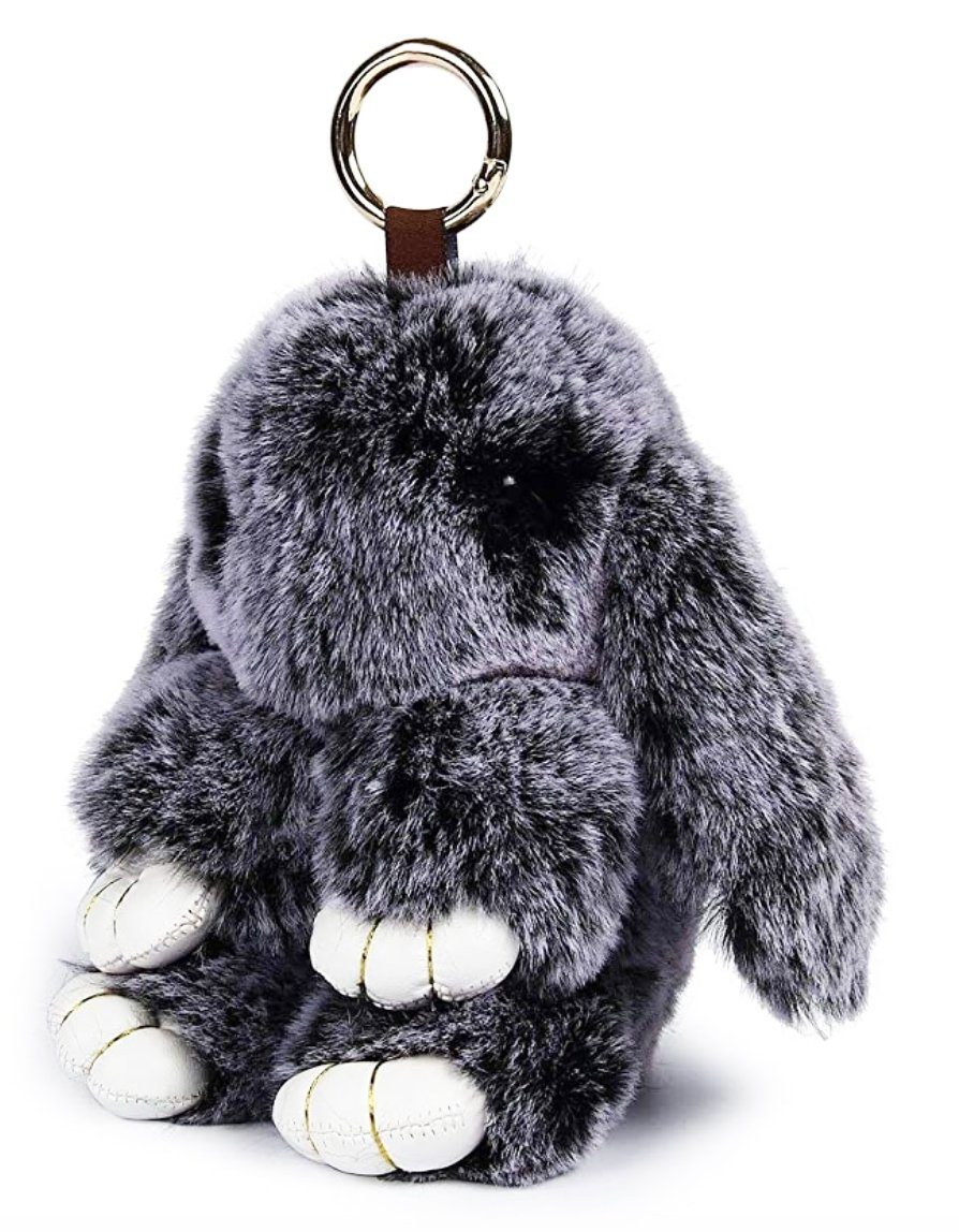 Schlüsselanhänger Hase, Angel's Süße Hase Motiv flauschige Schwarz Schlüssel- Pride Motiv Taschenanhänger