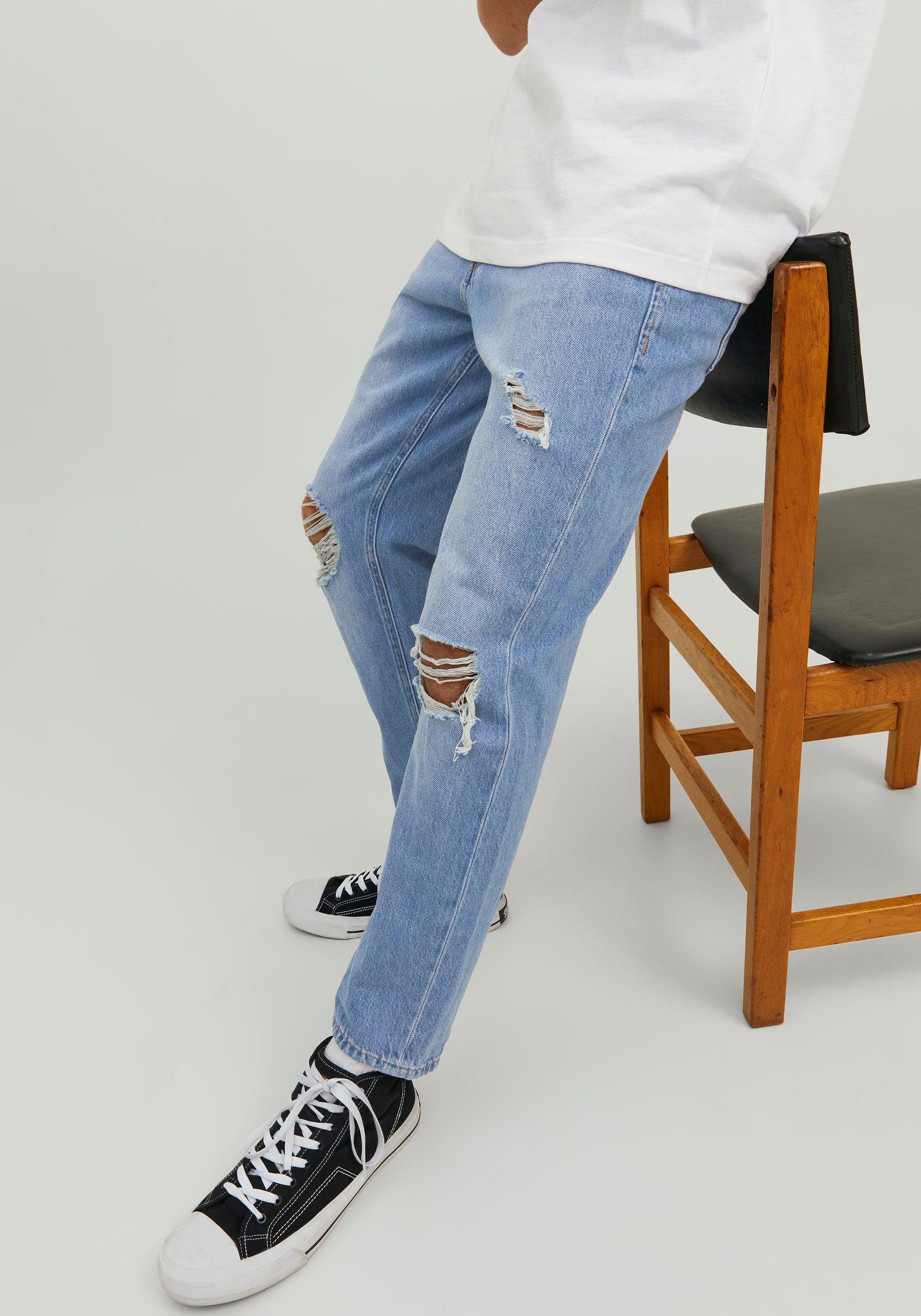 CROPPED JJIFRANK Tapered-fit-Jeans & Jack Jones JJORIGINAL light-blue-denim