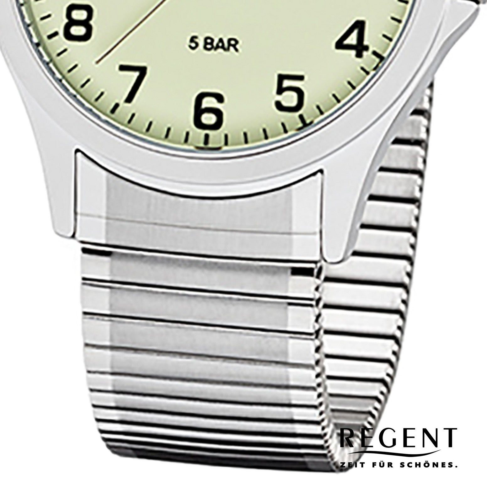 Regent Quarzuhr Regent Herren Uhr Herren Quarz, Metallarmband (ca. rund, 39mm), 1242425 mittel Metall Armbanduhr