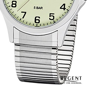 Regent Quarzuhr Regent Herren Uhr 1242425 Metall Quarz, Herren Armbanduhr rund, mittel (ca. 39mm), Metallarmband