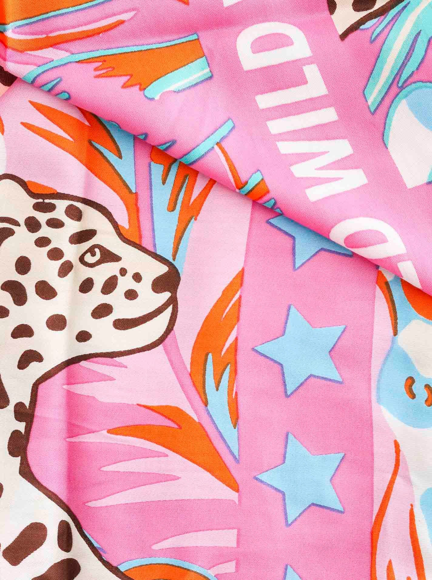 Zwillingsherz Modetuch Viereck "Wild Dschungel", mit Leoparden und Tasseln