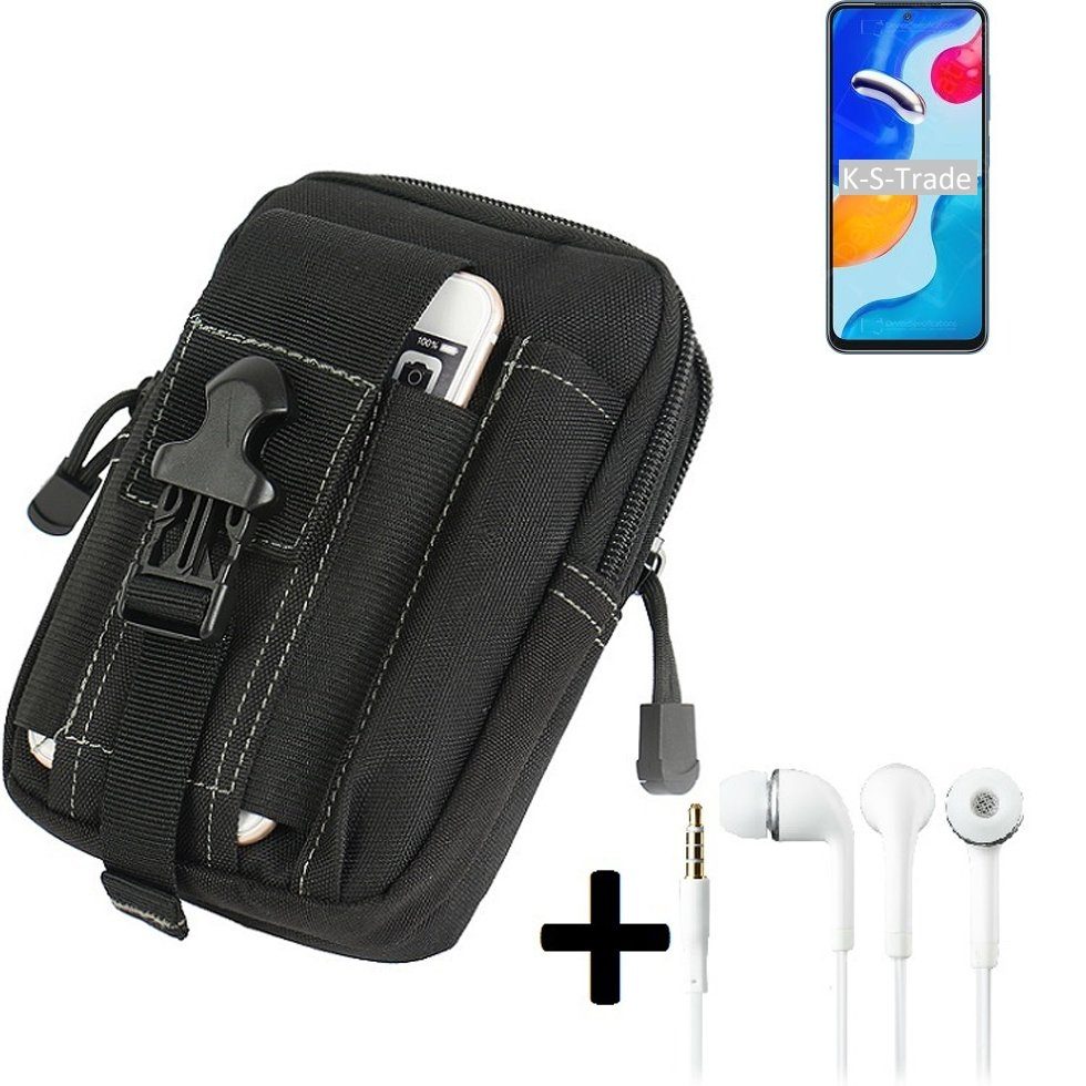 K-S-Trade Handyhülle für Xiaomi Redmi Note 11S Global, Gürteltache + Kopfhörer Gürtel Tasche Holster Schutz Hülle