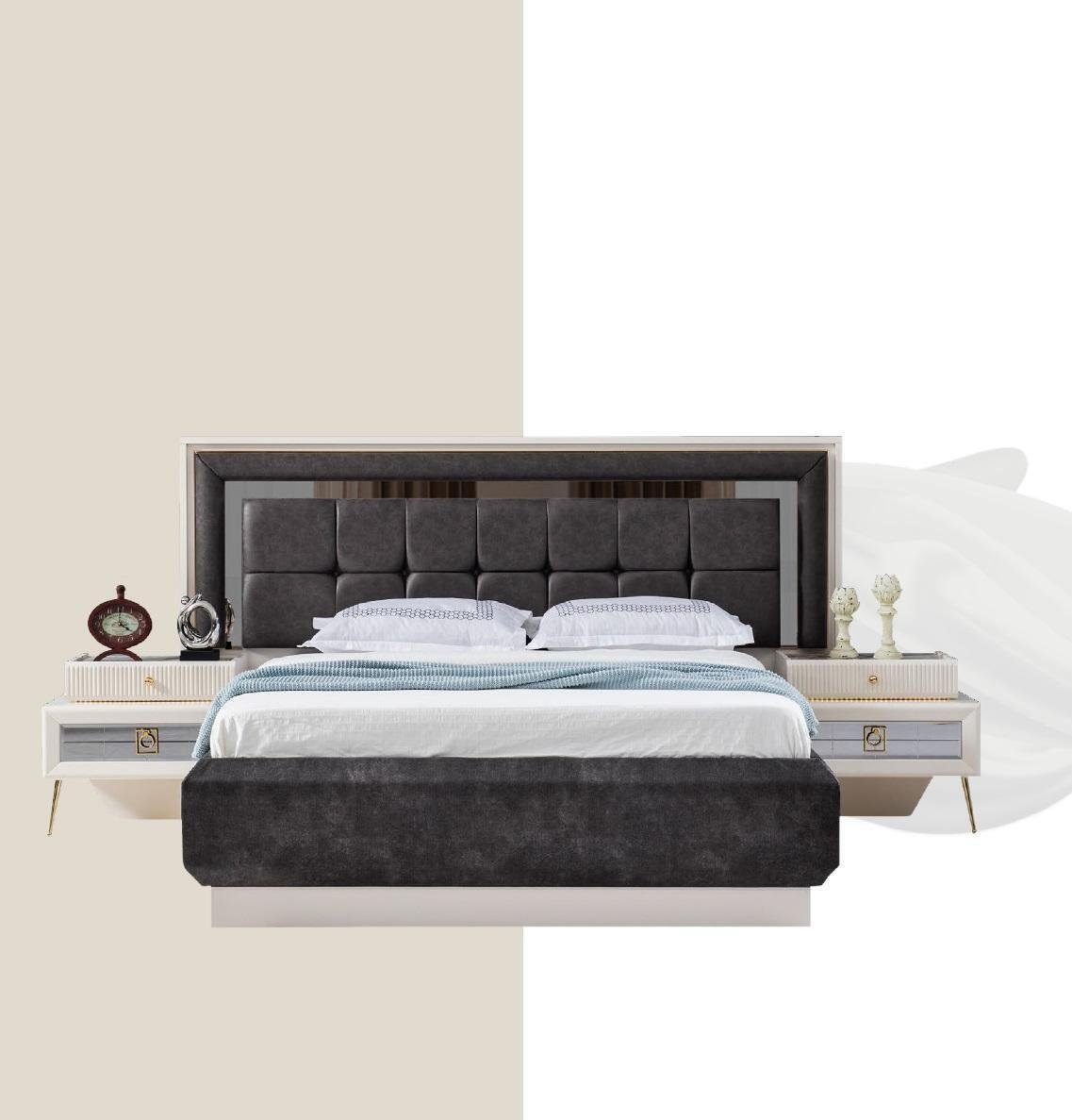 Doppel Bett Polsterbett Modern JVmoebel Textil Luxus Schlafzimmer Bett Betten Holz