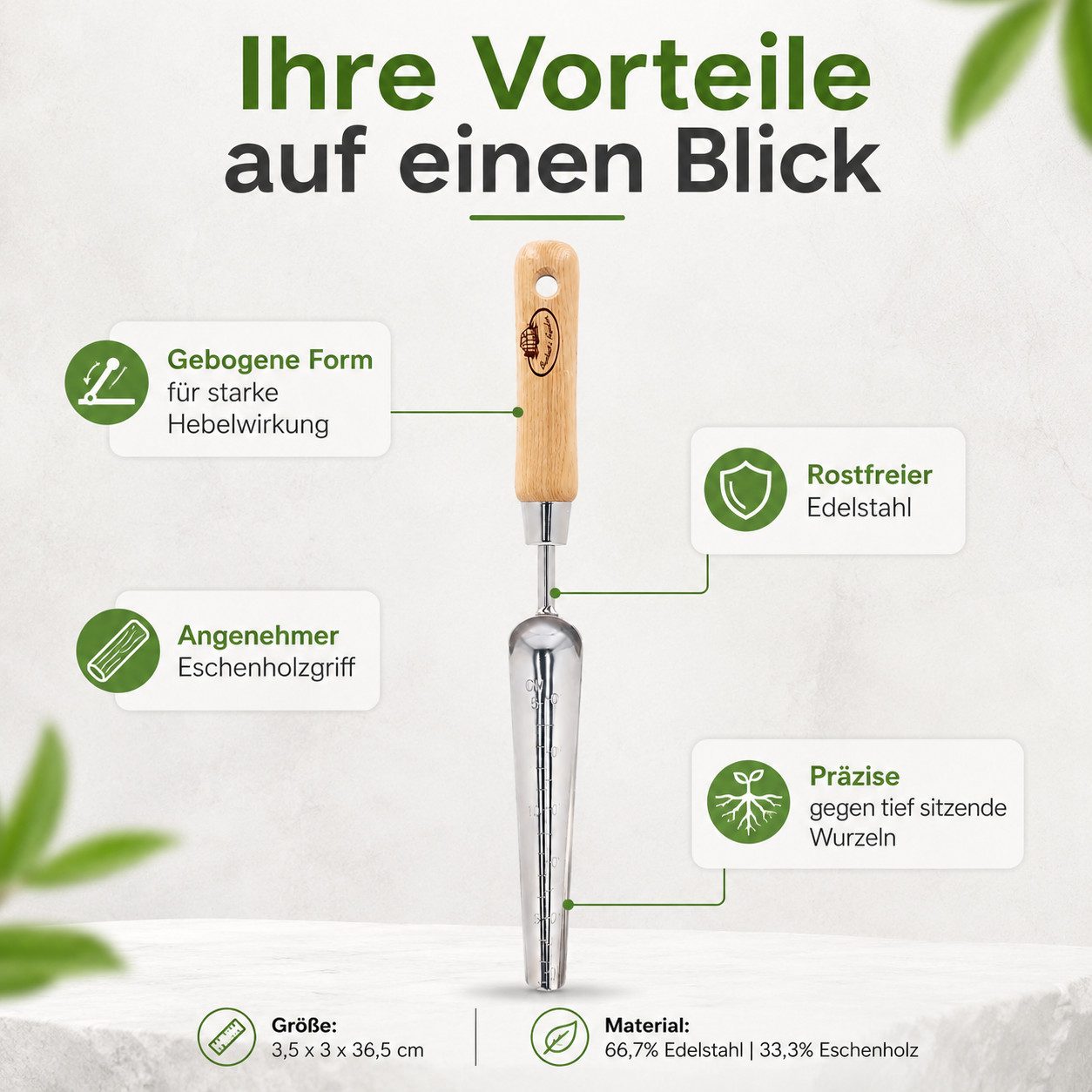 esschert design Unkrautstecher Unkrautstecher Edelstahl mit Holzgriff für leichtes Jäten, (1-tlg)
