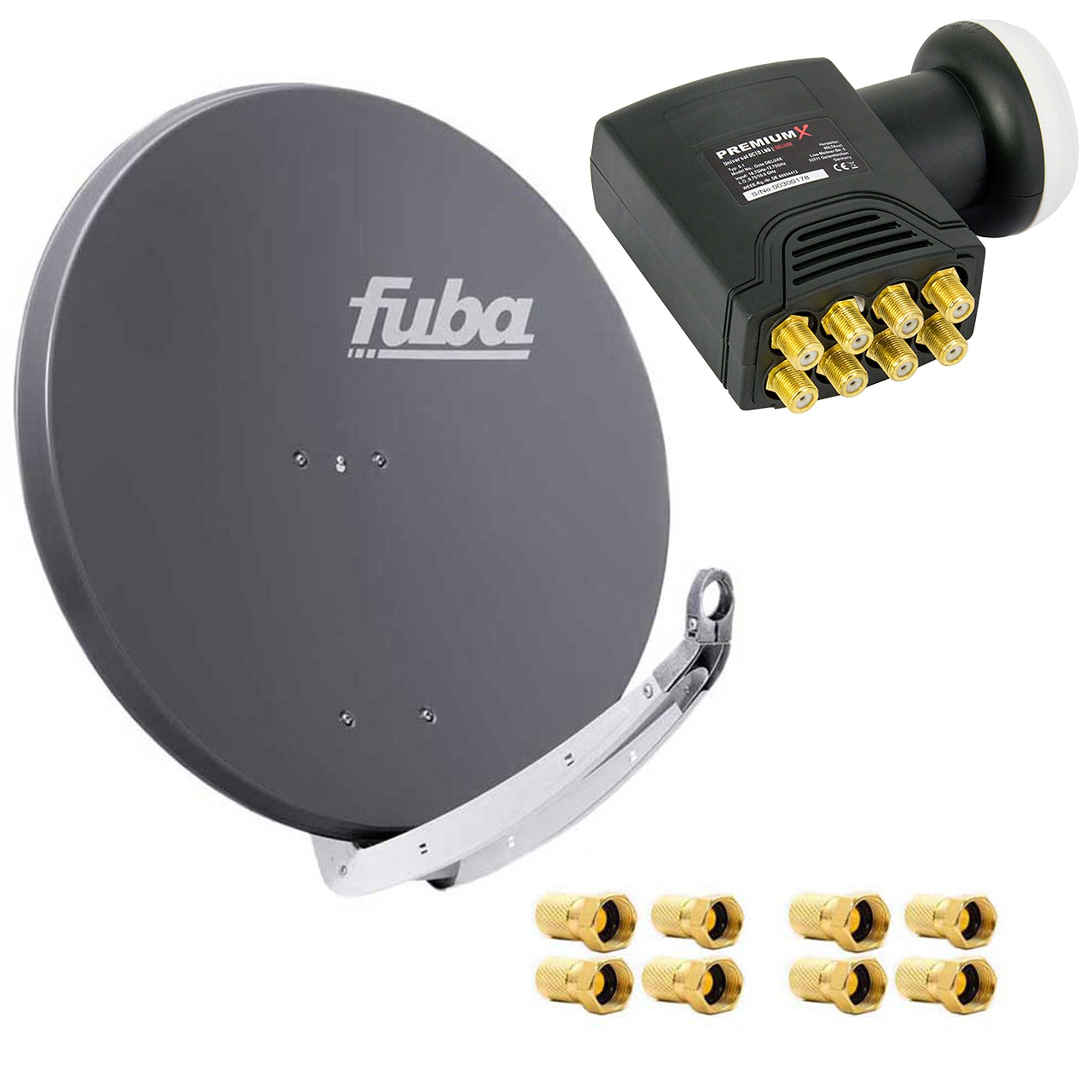 Fuba DAA 850 A Satellitenantenne Alu Anthrazit HDTV 4K DELUXE Octo LNB SAT-Antenne