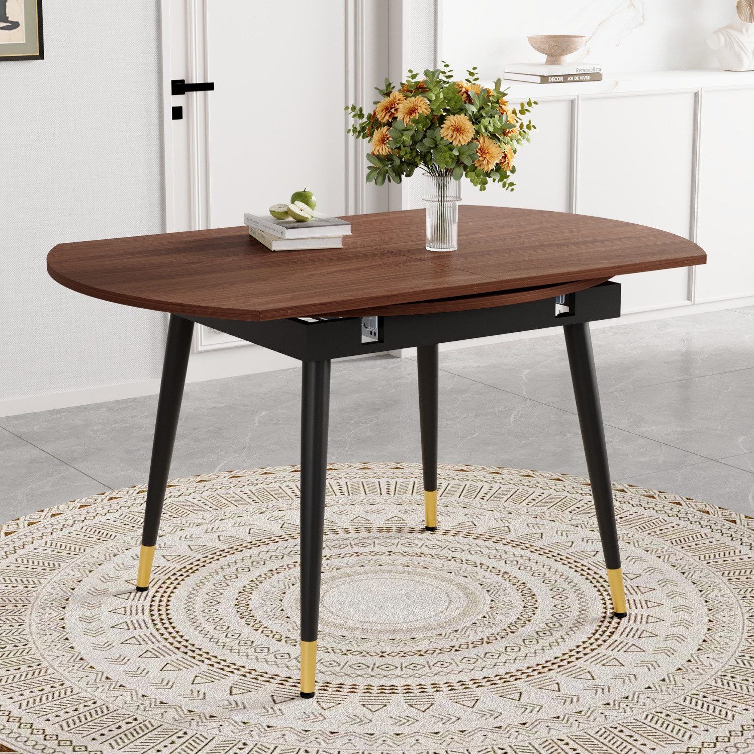 ANYSUN Esstisch Moderner Ausziehbarer Esstisch,ausziehbar Küchentisch (Esstisch Platz für 6–8 Personen. mit Stabile Metallbeine), Platzsparend für Küche & Esszimmer