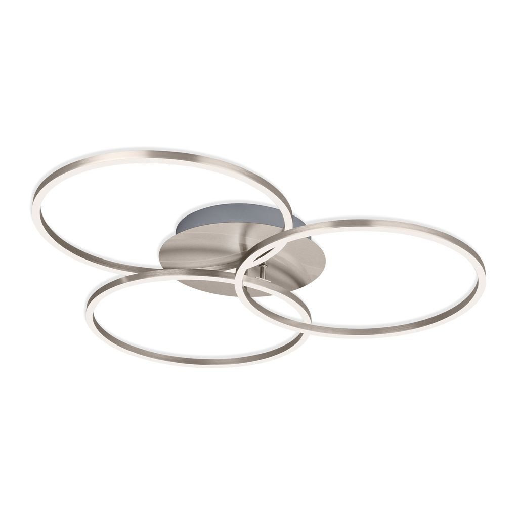 Briloner Leuchten LED Deckenleuchte 3090-012, Dimmfunktion, LED fest integriert, 2700K - Extra-Warmweiß, Deckenlampe, 71,7x67,4x10,3cm, Matt-Nickel, 40W, Wohnzimmer, Flur