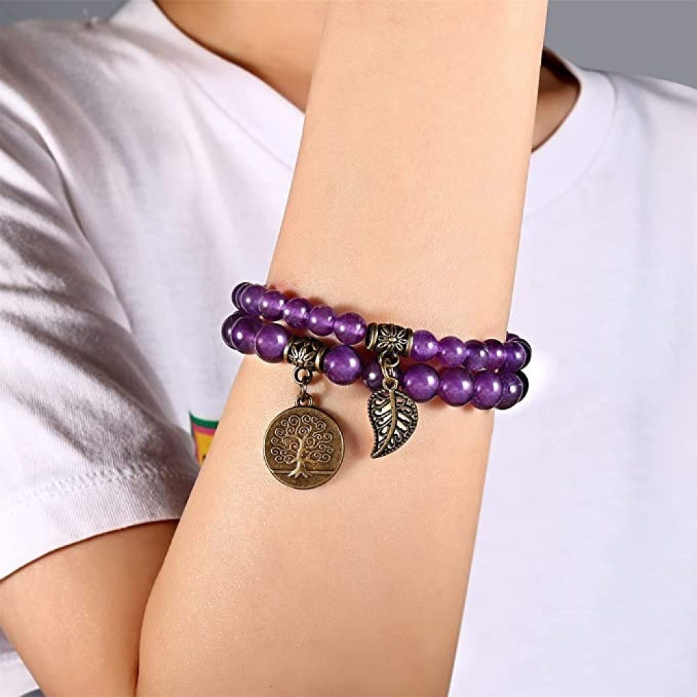 Natürliches ‎‎lila GelldG Frauen, Heilsteine für Armband Armband Kristall Chakra Armband