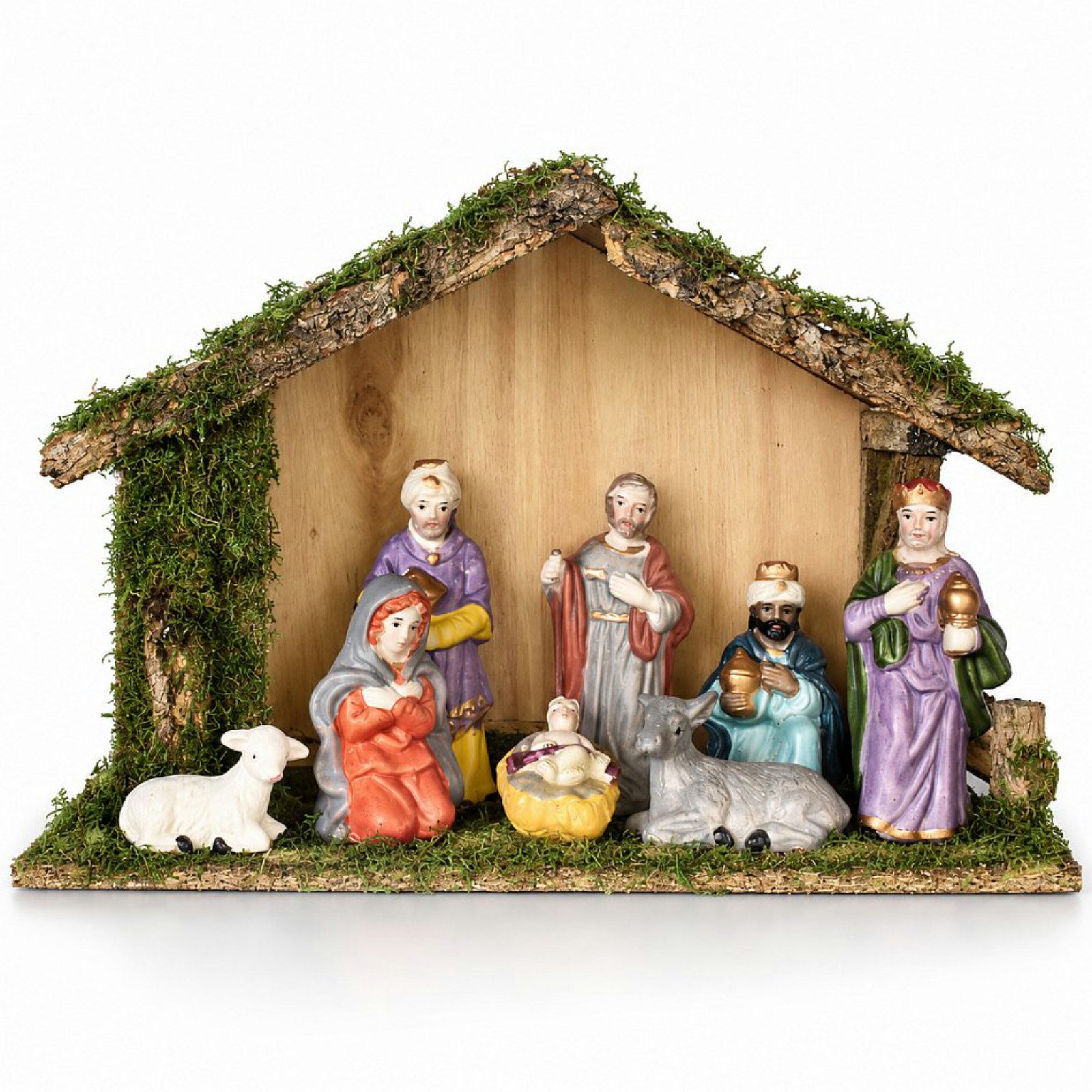 Haushalt International Krippe Weihnachtskrippe mit Figuren (1-tlg), 30x20x10cm, Weihnachten, Dekoration, Porzellanfiguren