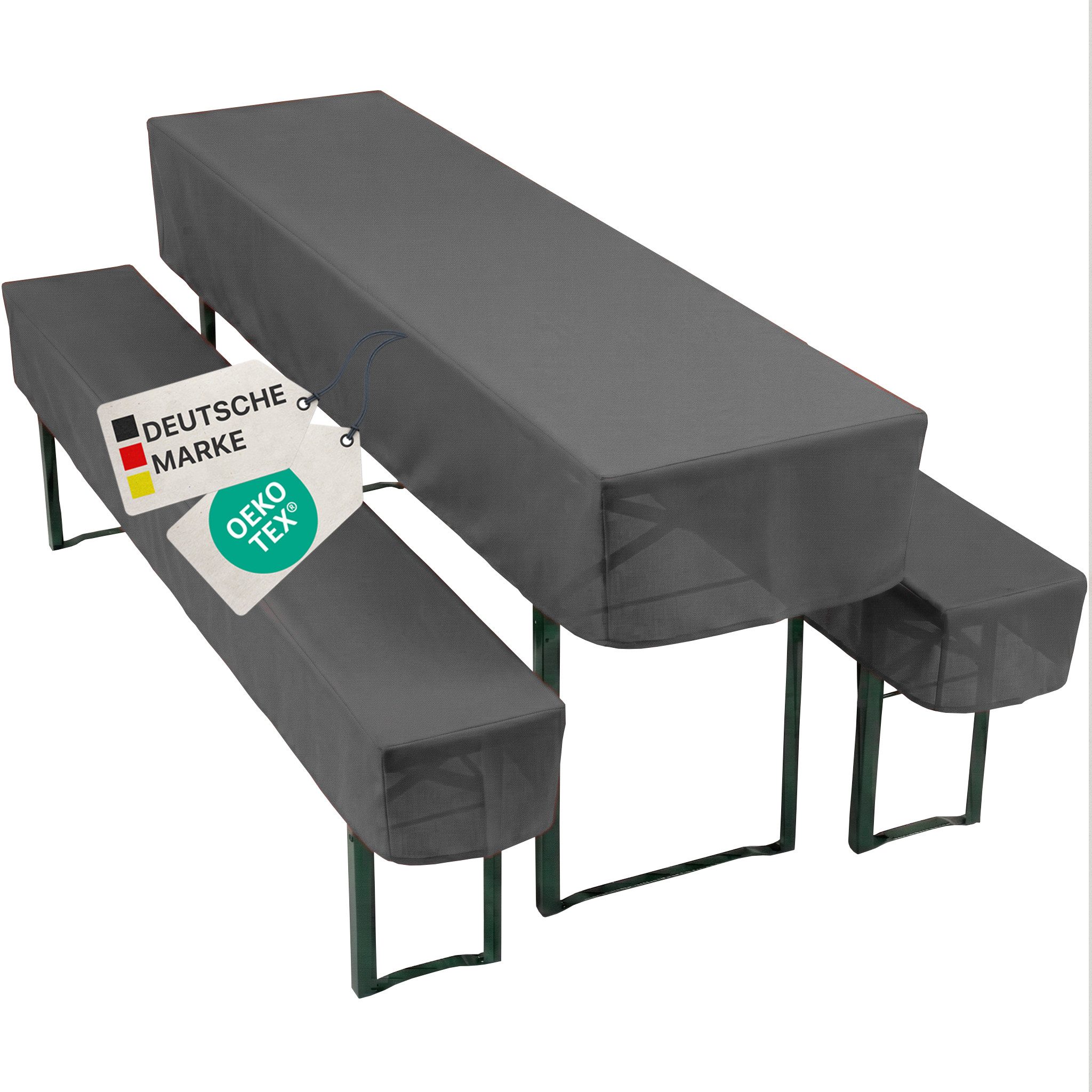 NYVI Hussen-Set Biertischhussen Set NYVIGala - Tischhusse + 2 Bierbankhussen, 3-teiliges Premium Hussenset für Bierzeltgarnitur