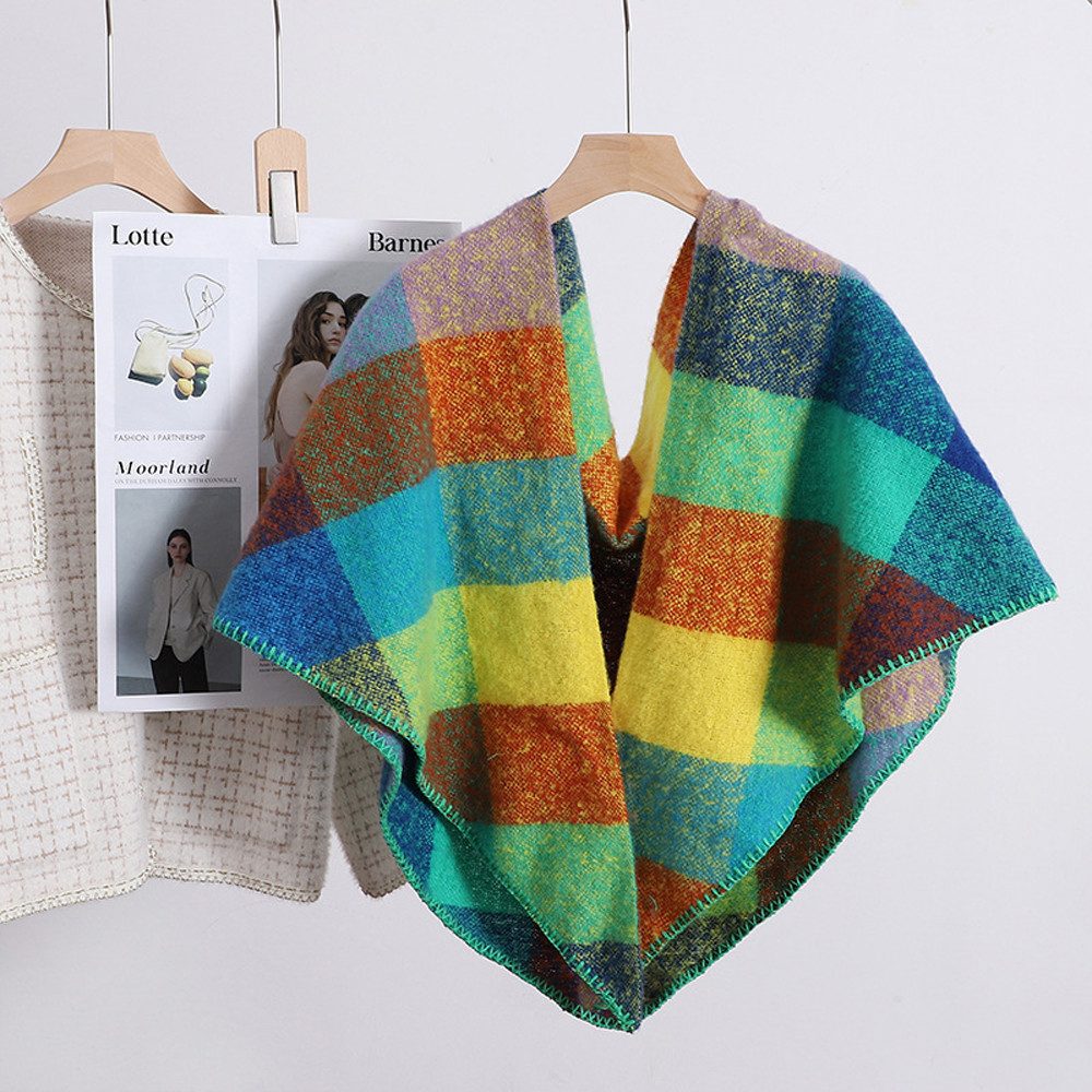 Zaewry Dreieckstuch Damen Schal Strick Dreieck Schal Halstuch Dreieckstuch, 200×70 CM, Leichter Strickschal mit Karo Muster